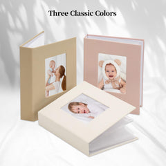 Beige, light brown, and pink Morandi fabric cover design for elegant memory keeping.