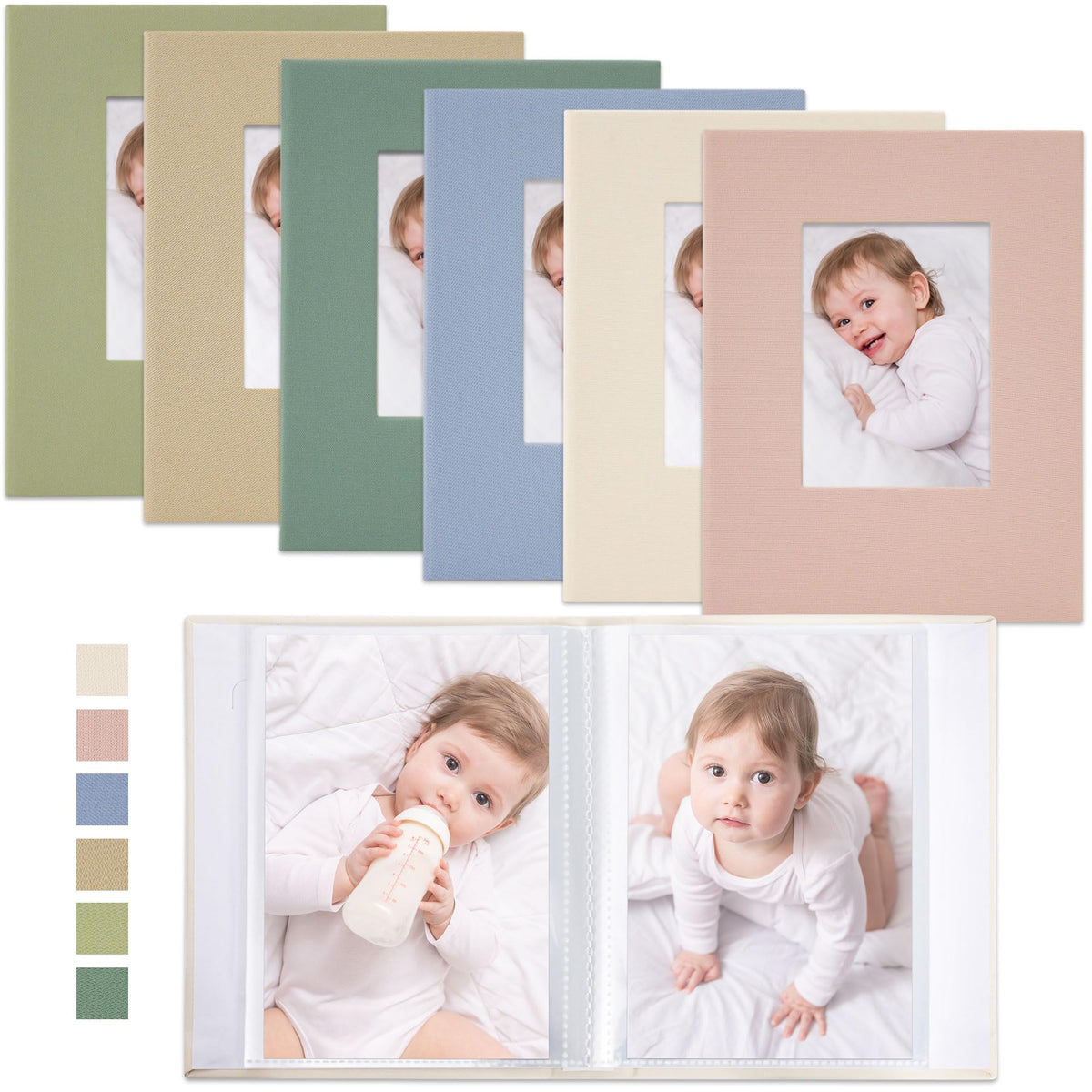 Vienrose Morandi fabric cover album with soft tones, ideal for baby memories.