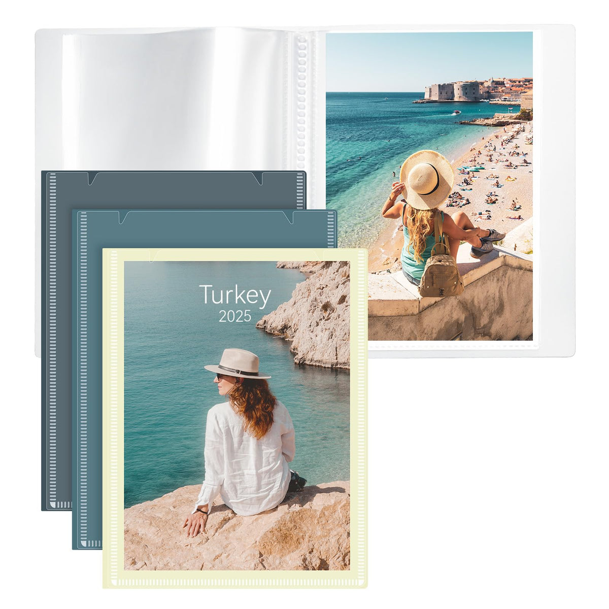 Vienrose navy gray beige Morandi covers organize memories by year.