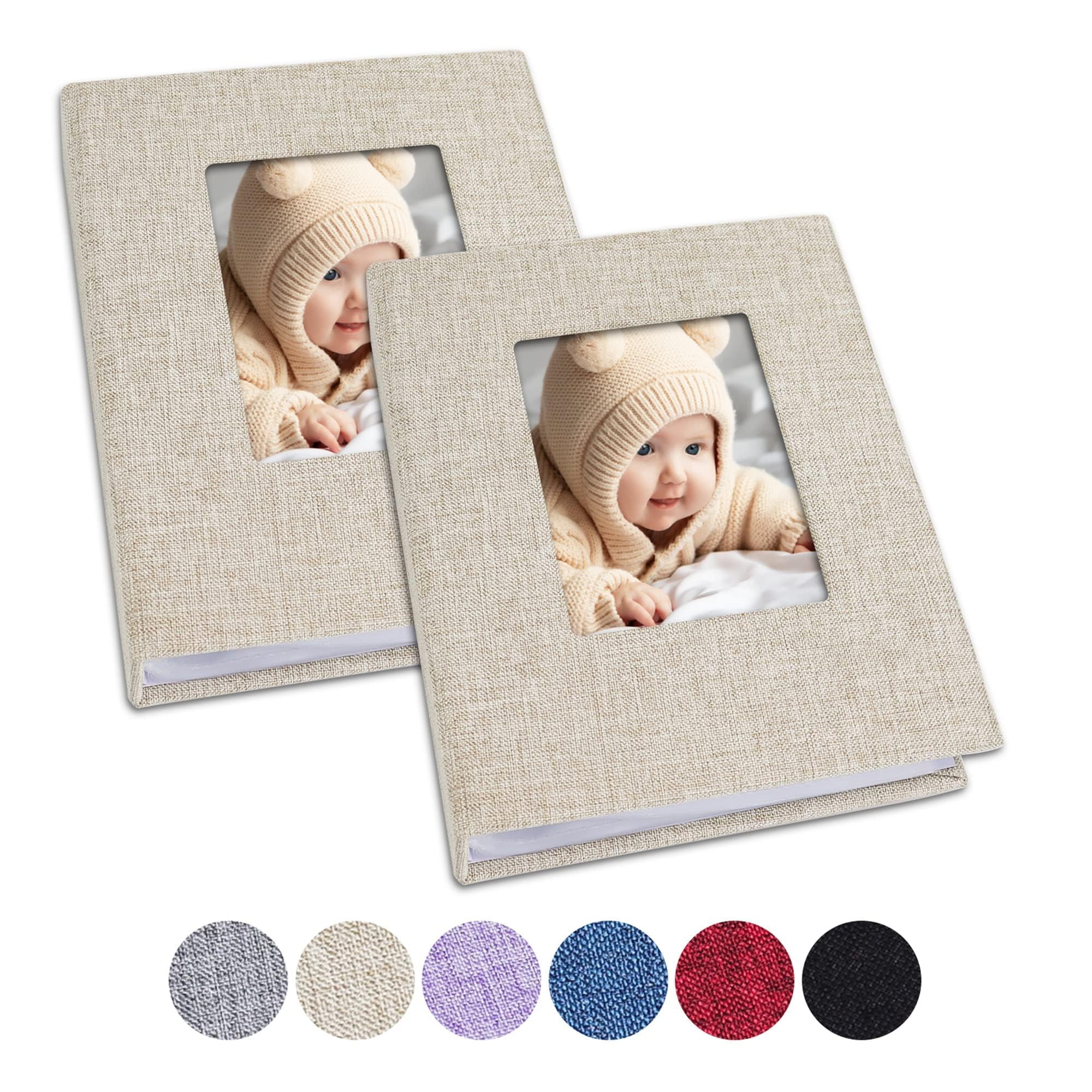 Vienrose small baby photo album with linen cover packs two for easy sharing.