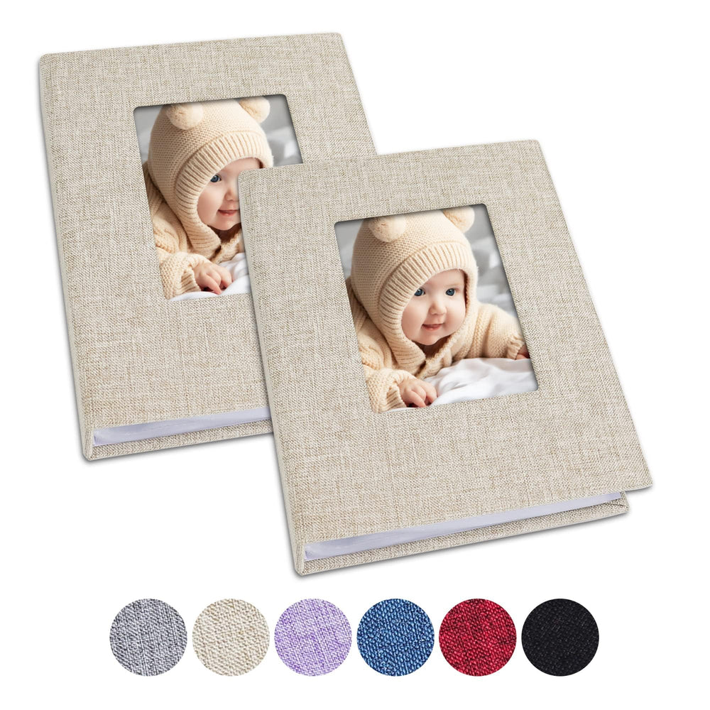 Vienrose small baby photo album with linen cover packs two for easy sharing.