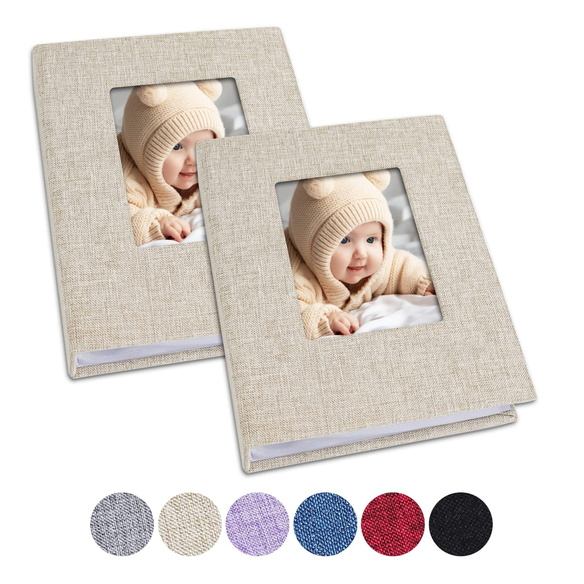 Vienrose small baby photo album with linen cover packs two for easy sharing.