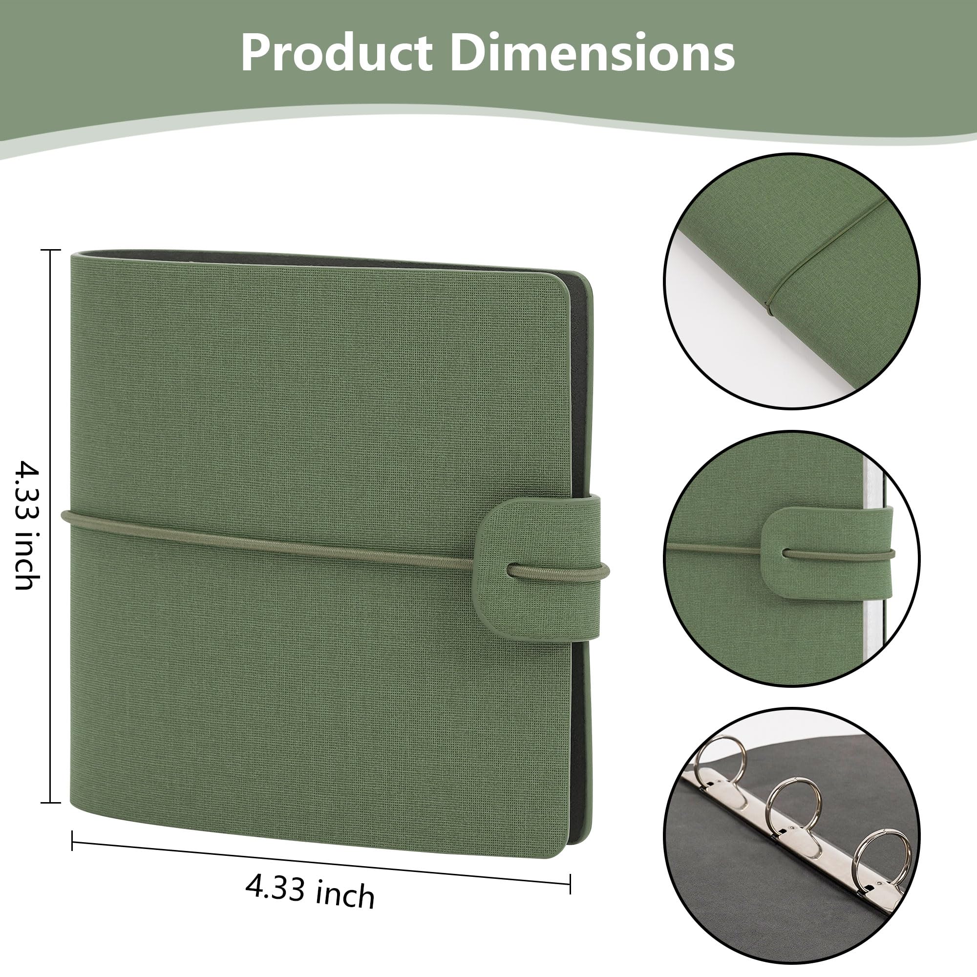 Vienrose strap closure prevents loss and keeps the album portable.