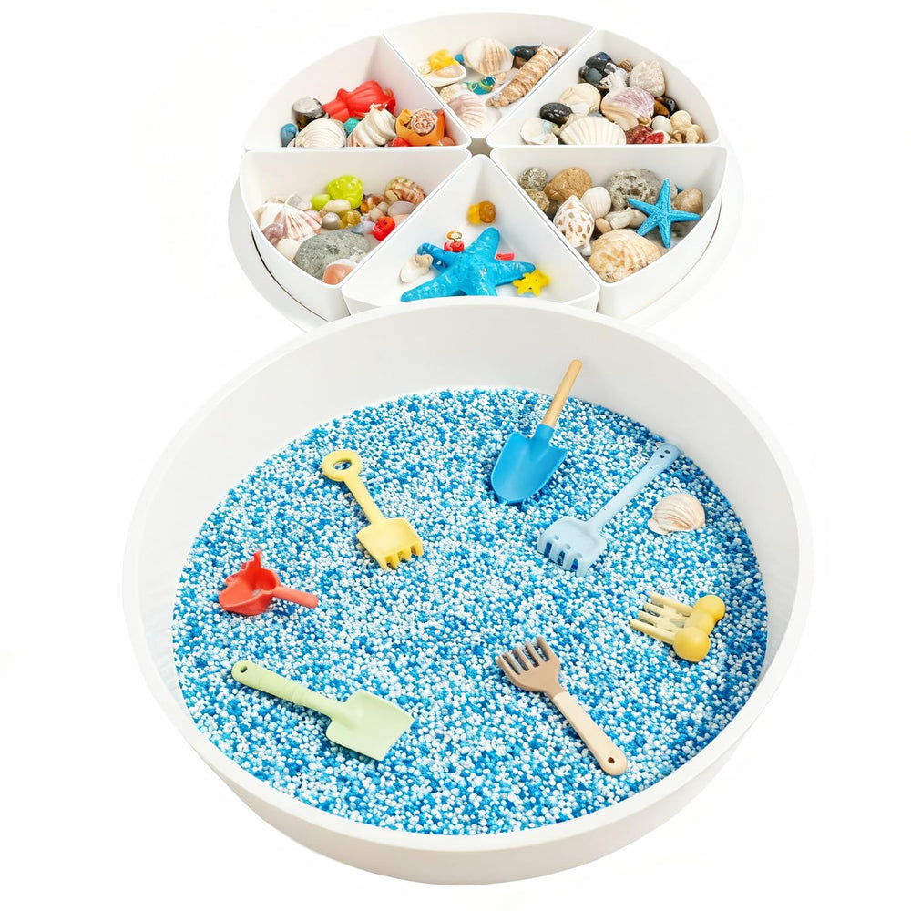 VIESMUMU Toddler Sensory Bin with Lid promotes safe, open-ended play and tidy storage.
