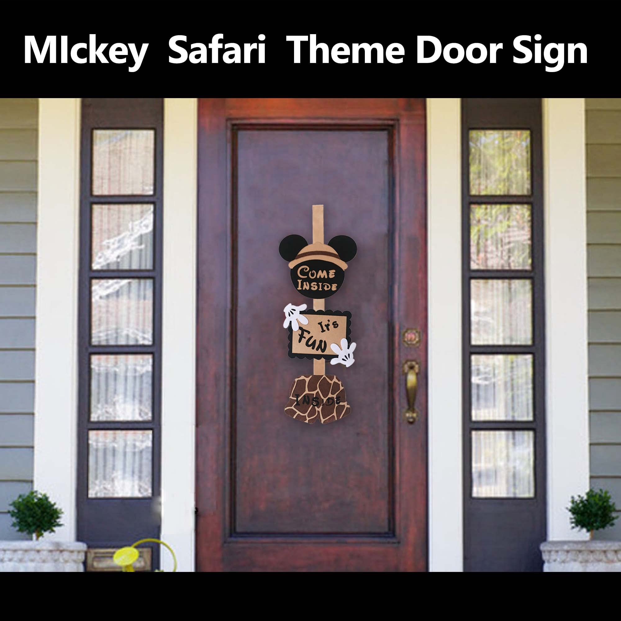 Vignye safari door decor suits baby showers and classroom celebrations.