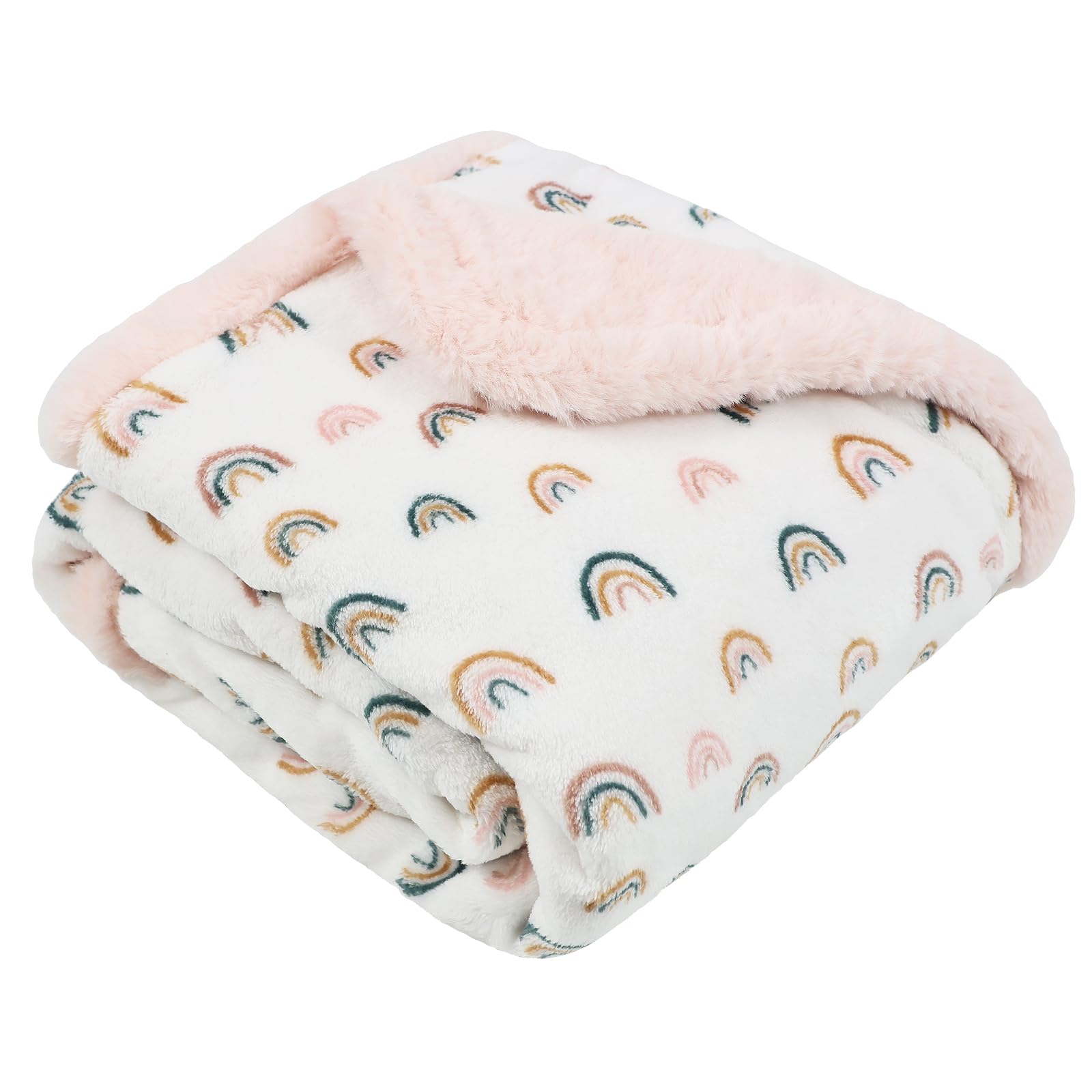 VigorSpring Rainbow Baby Blanket — crib scene, plush texture for cozy naps.