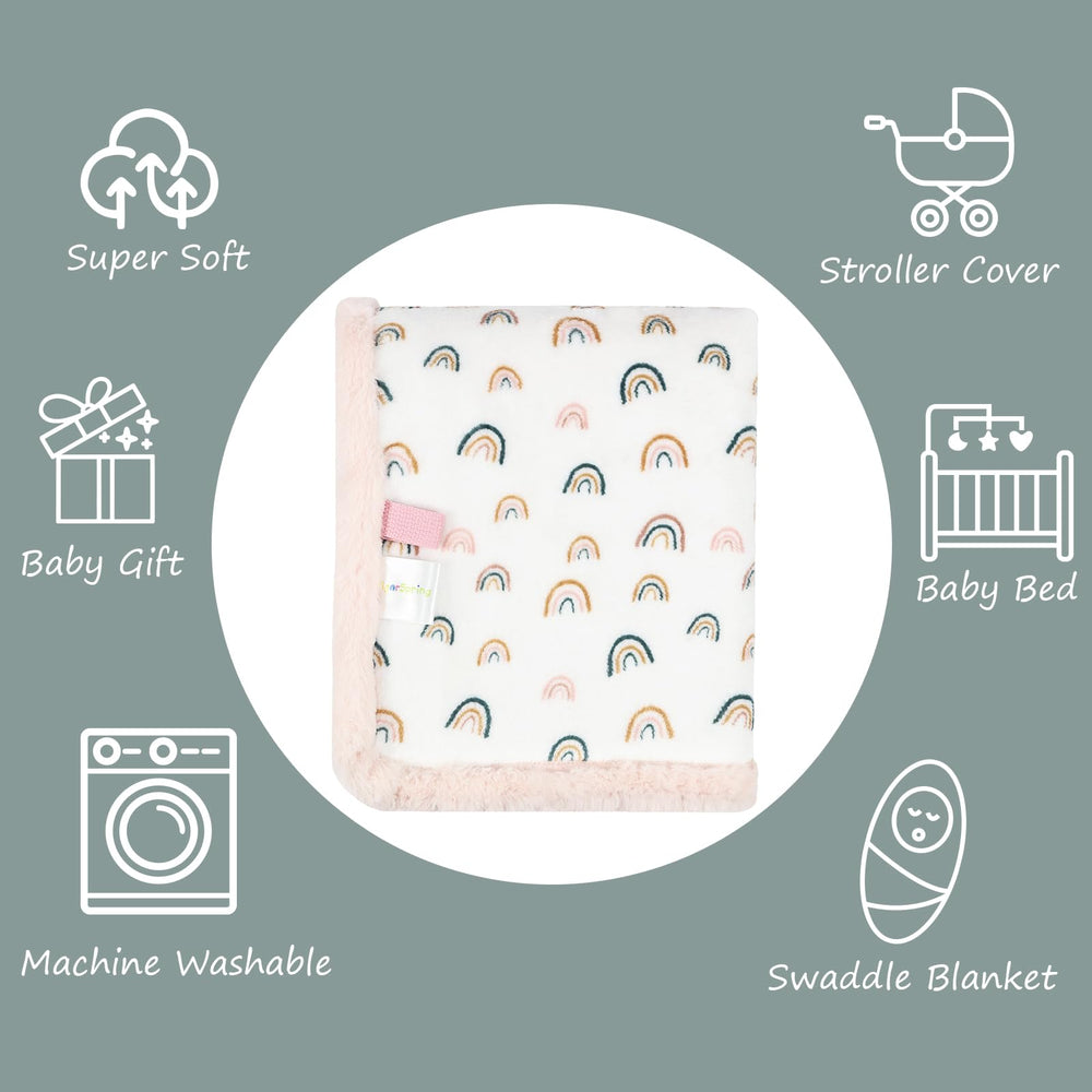VigorSpring Rainbow Baby Blanket — machine washable care for busy families.