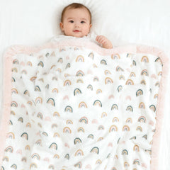 VigorSpring Rainbow Baby Blanket — rabbit faux fur backing for extra warmth and softness.