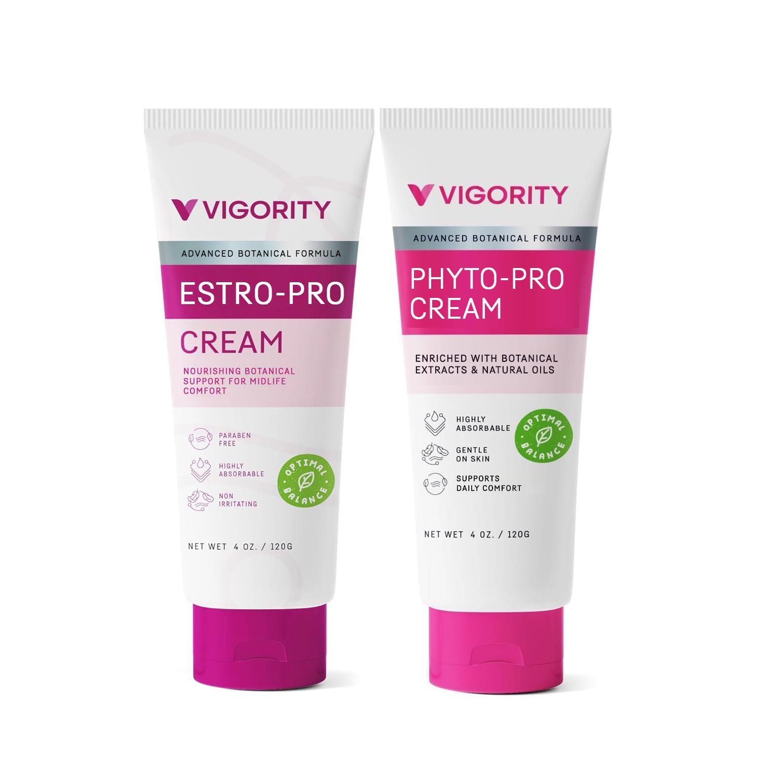 Vigority Estro-Pro Cream bottle close-up for daily skin comfort and hydration.