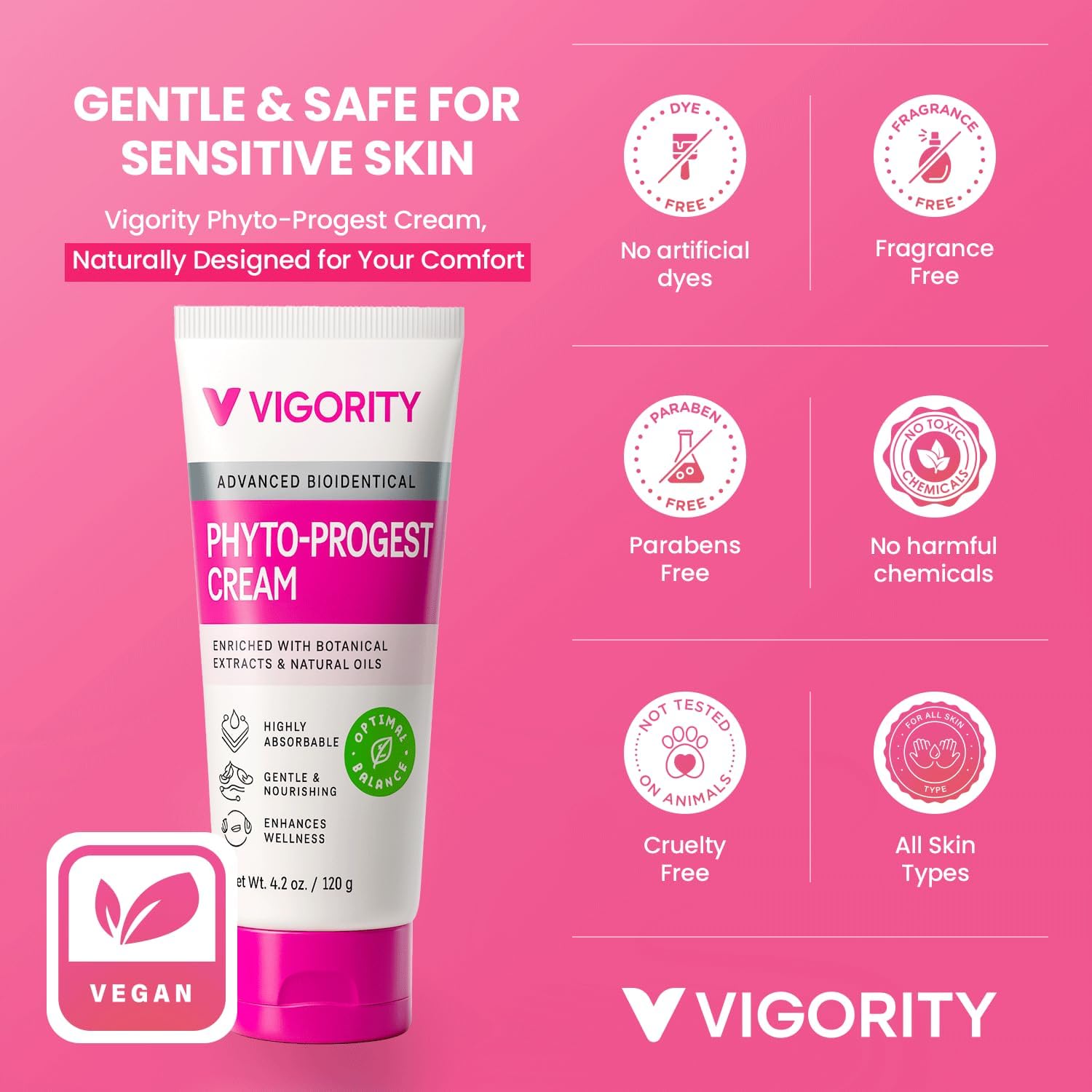 Vigority ingredients label close-up highlighting plant-based, gentle formulation.