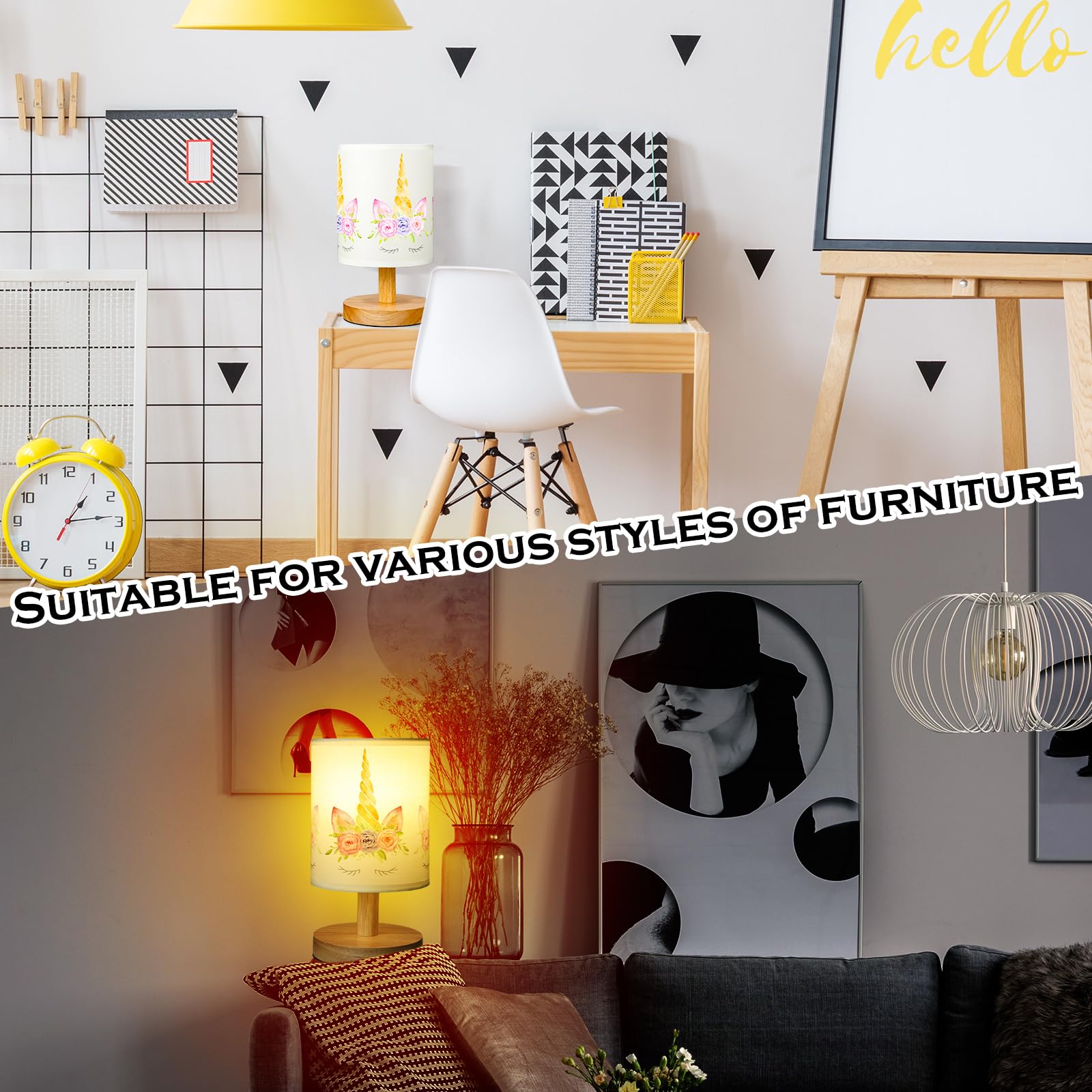 VIHOSE unicorn kids table lamp packaging includes easy-to-assemble components