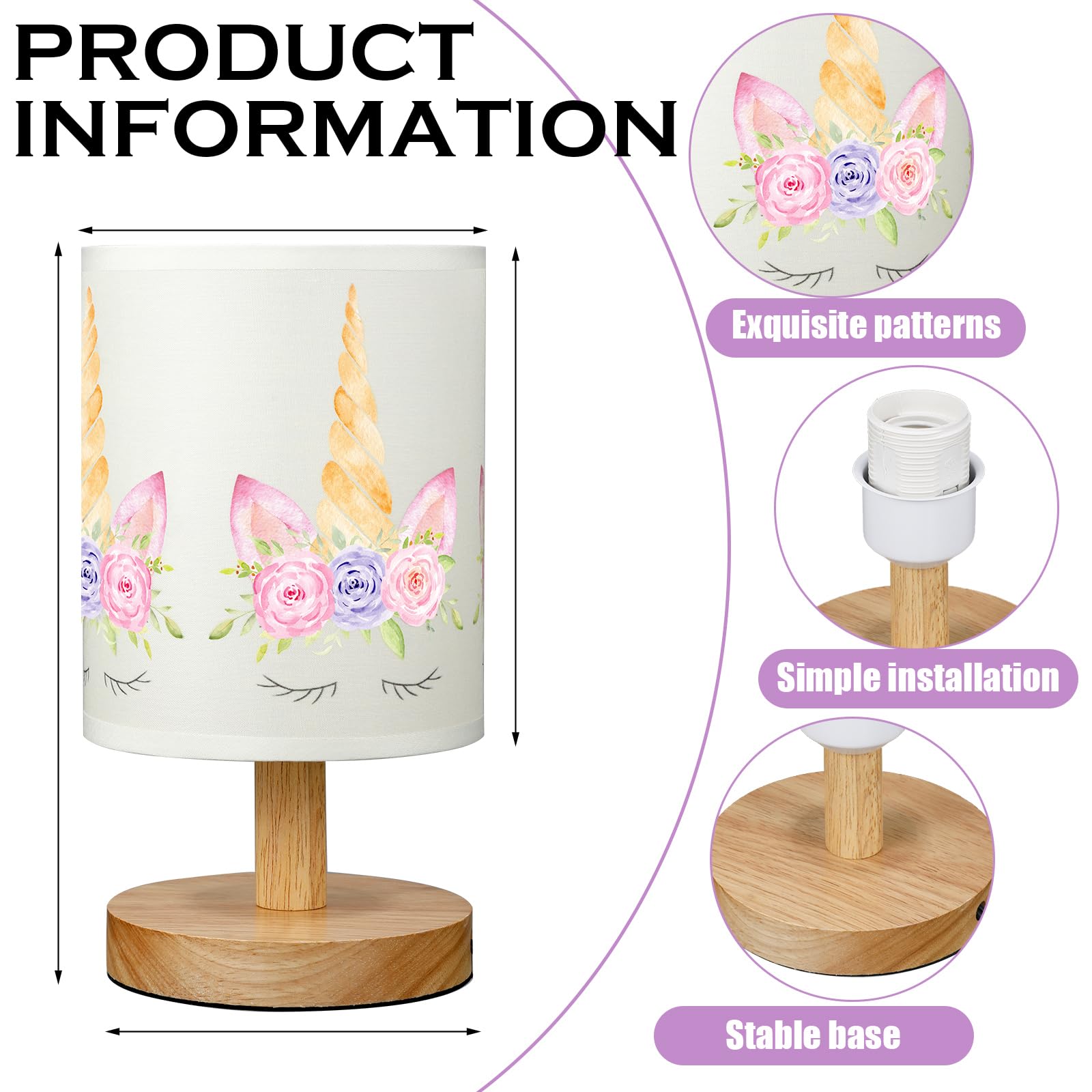 VIHOSE unicorn kids table lamp room ambiance enhances bedroom decor and play areas