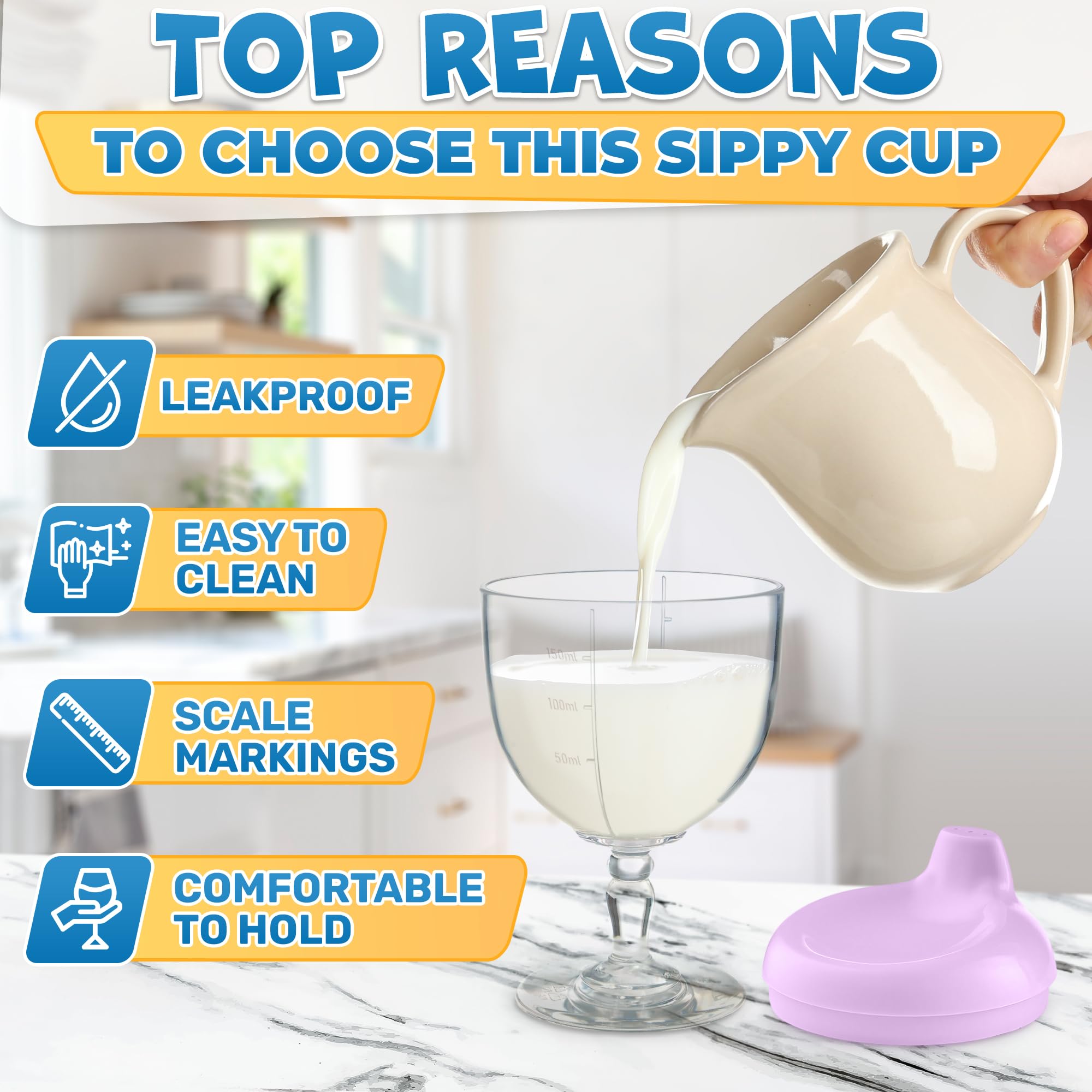 VIKROM easy-grip toddler wine glass sippy cup fits small hands comfortably.