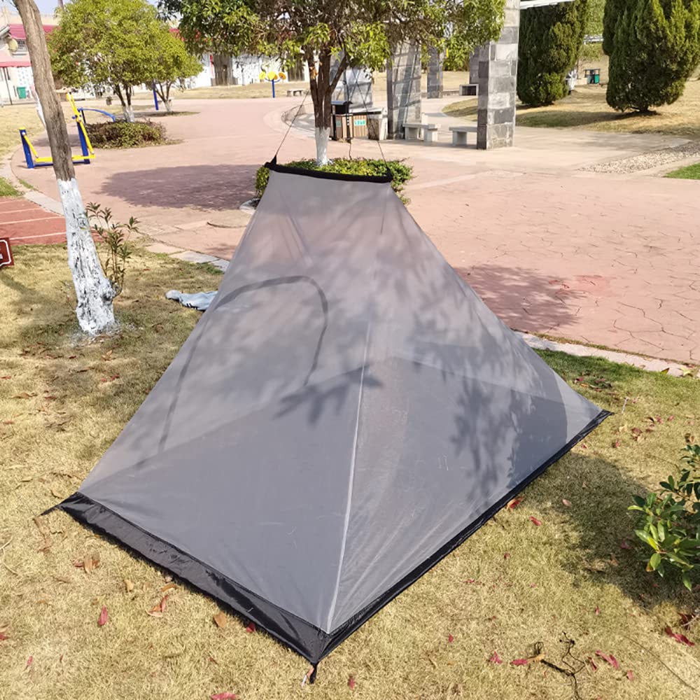 Vilemoon mosquito net in a forest camping setup for outdoor comfort