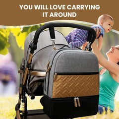 Village of Many Baby Diaper Bag Backpack durable waterproof fabric protects belongings.