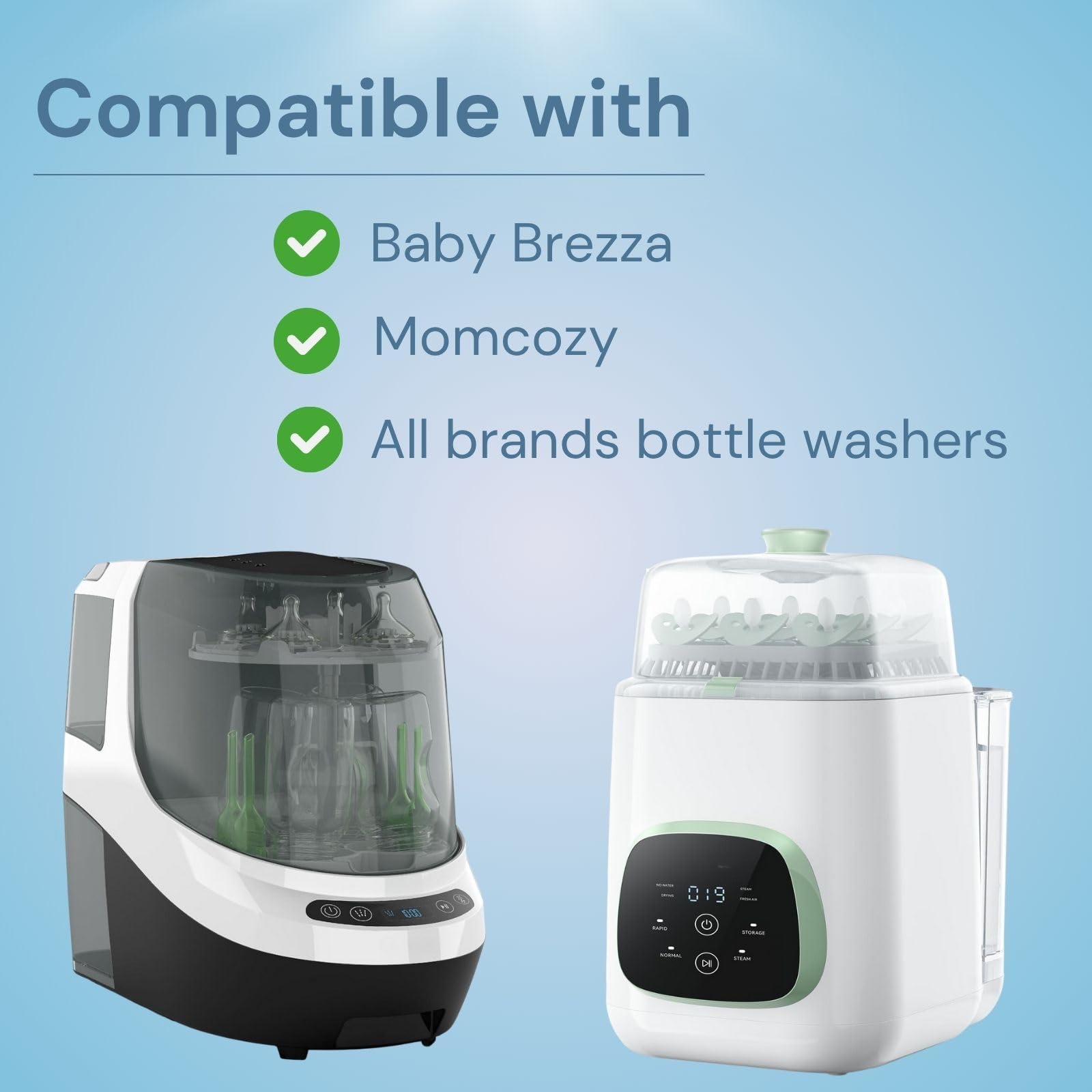 VIMKUS clean baby bottles and pump parts after washing.