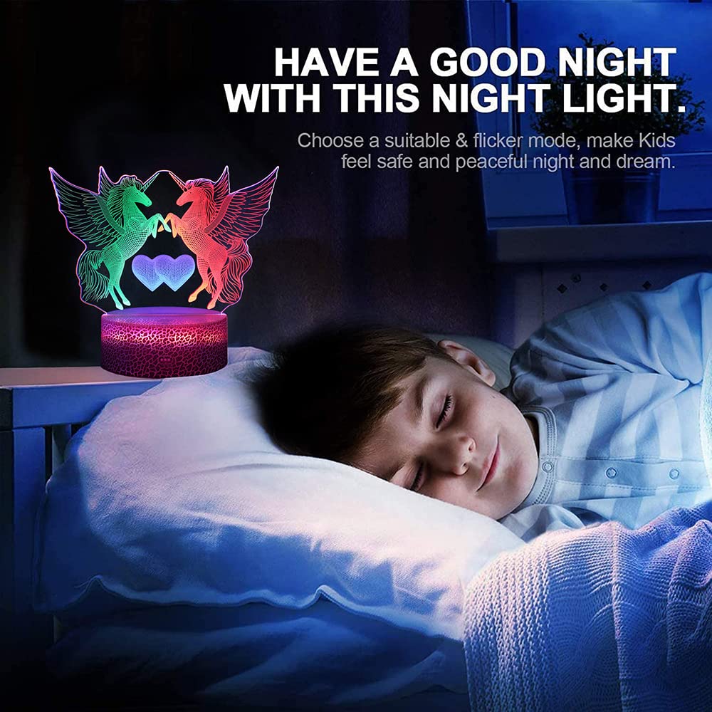 Vinciph Unicorn night light enhances bedroom decor and kids' room charm.