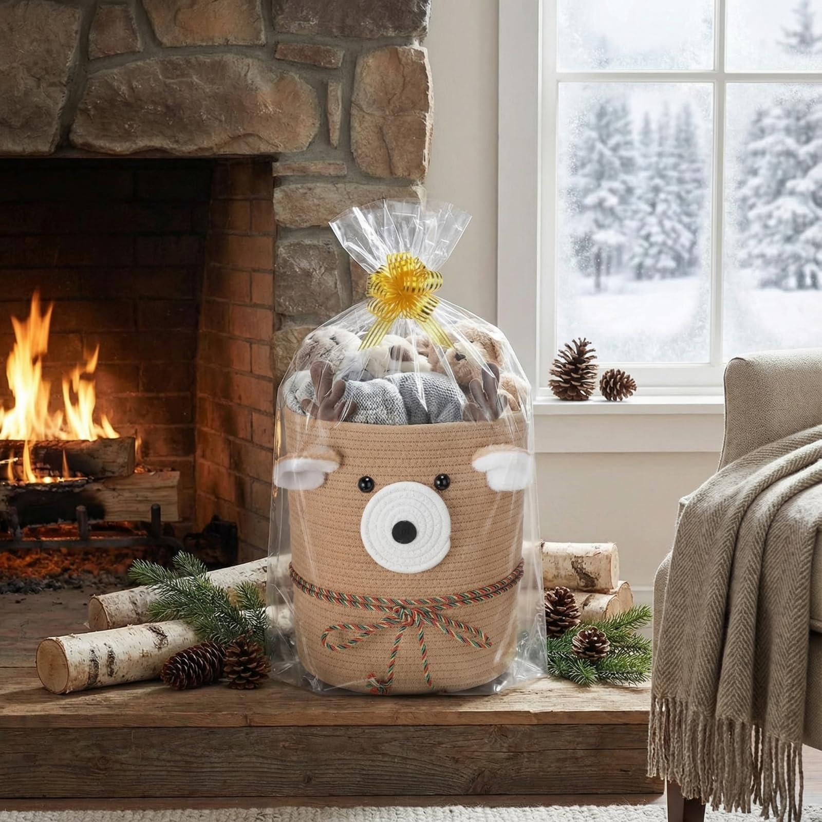 Vincreem nursery storage basket used for towels and baby clothes