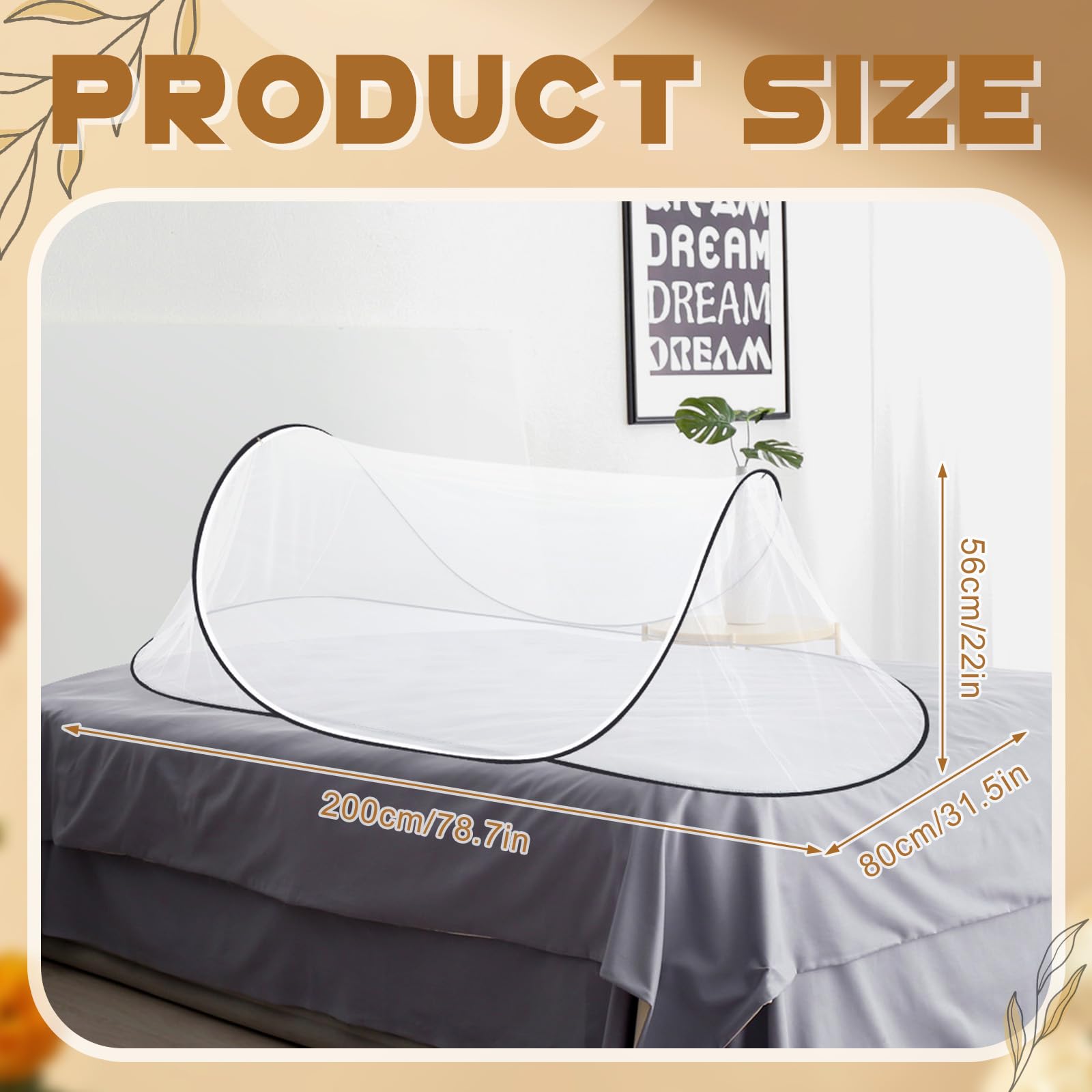 Vincreem pop-up mosquito net shown open for instant coverage without assembly.