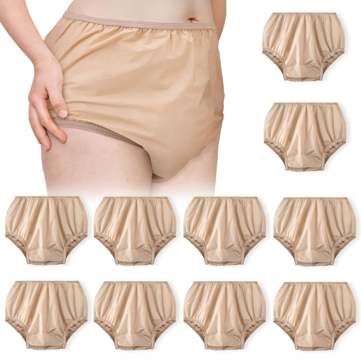 Vinsatin adult plastic diaper cover beige, breathable and skin friendly