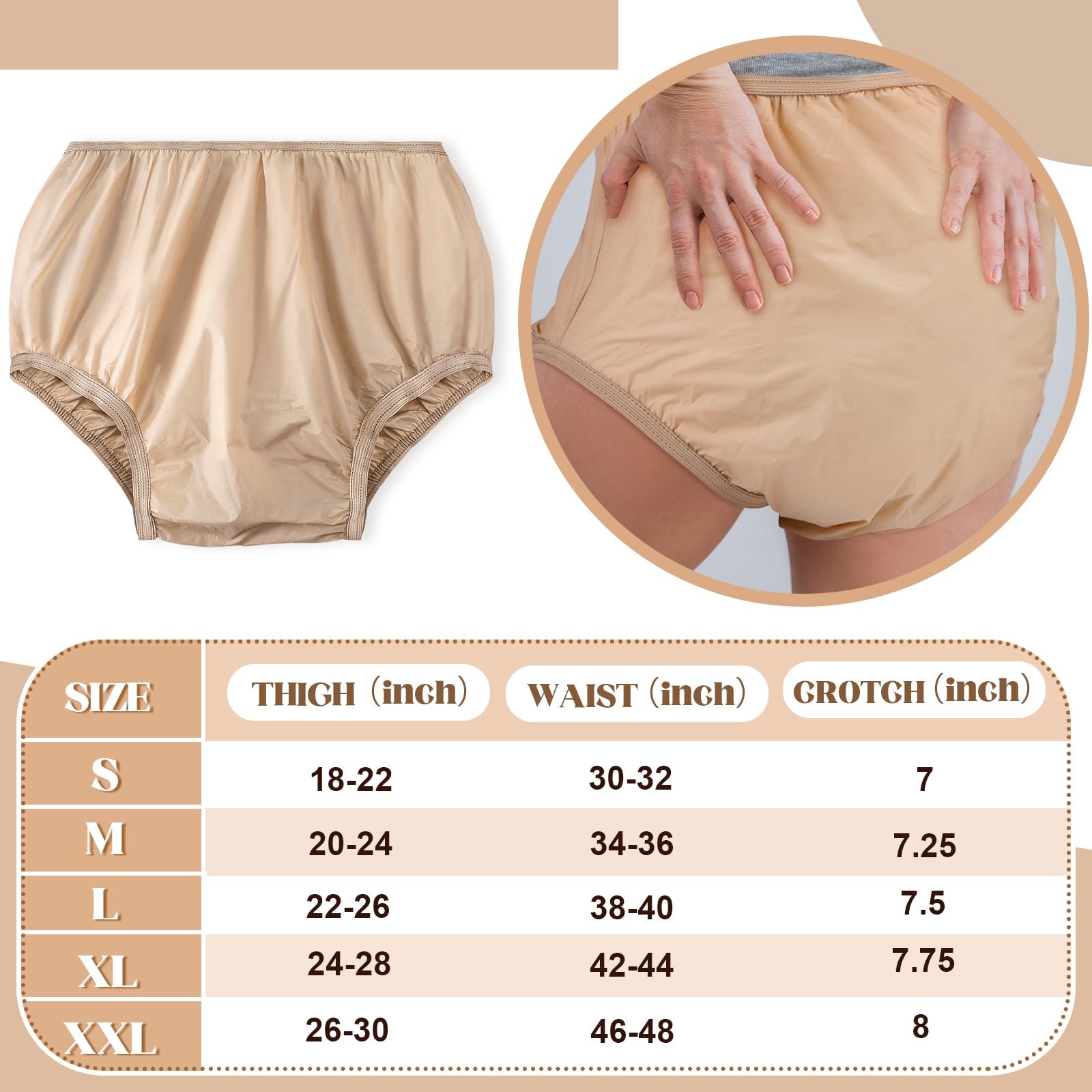 Vinsatin waterproof plastic pants beige provide reliable protection
