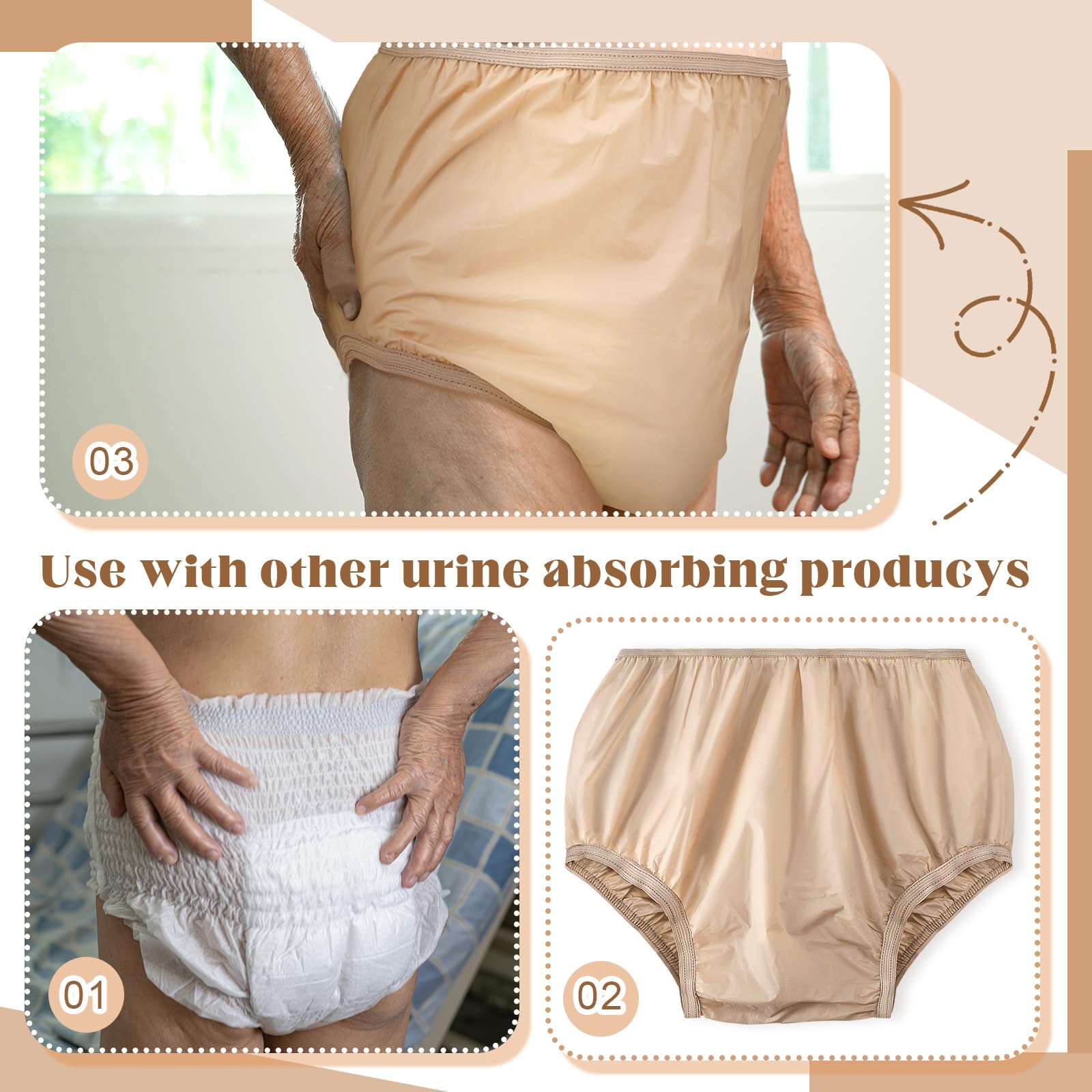 Small size fits snugly around thighs to prevent leaks
