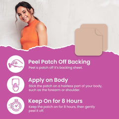 VIORY menopause relief patch back adhesive with latex-free, secure wear.