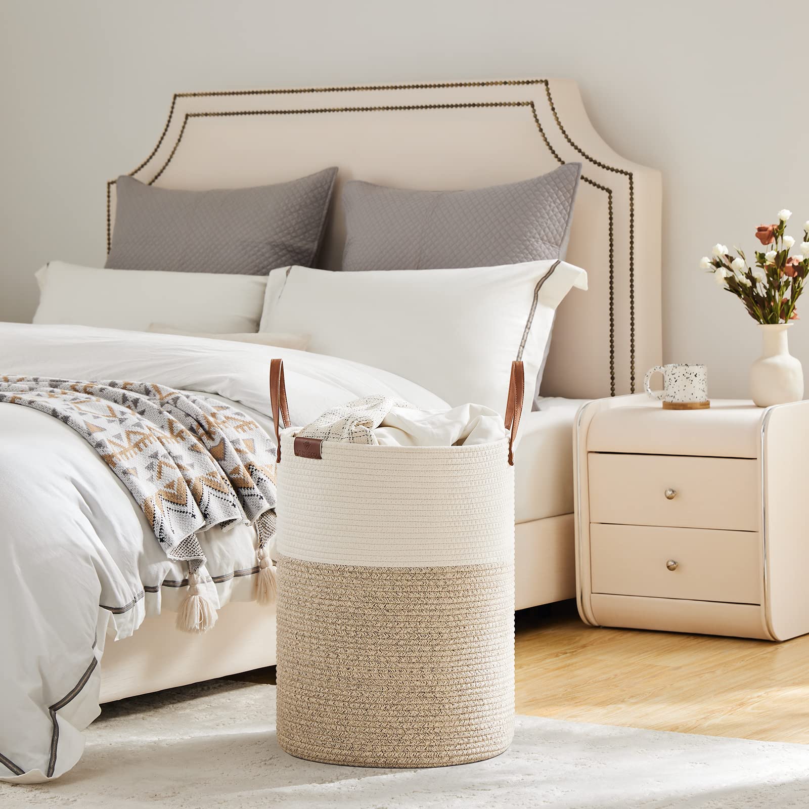 VIPOSCO basket filled with blankets for cozy living room storage