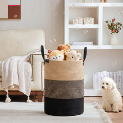 VIPOSCO leather-handle basket with durable build for easy carrying