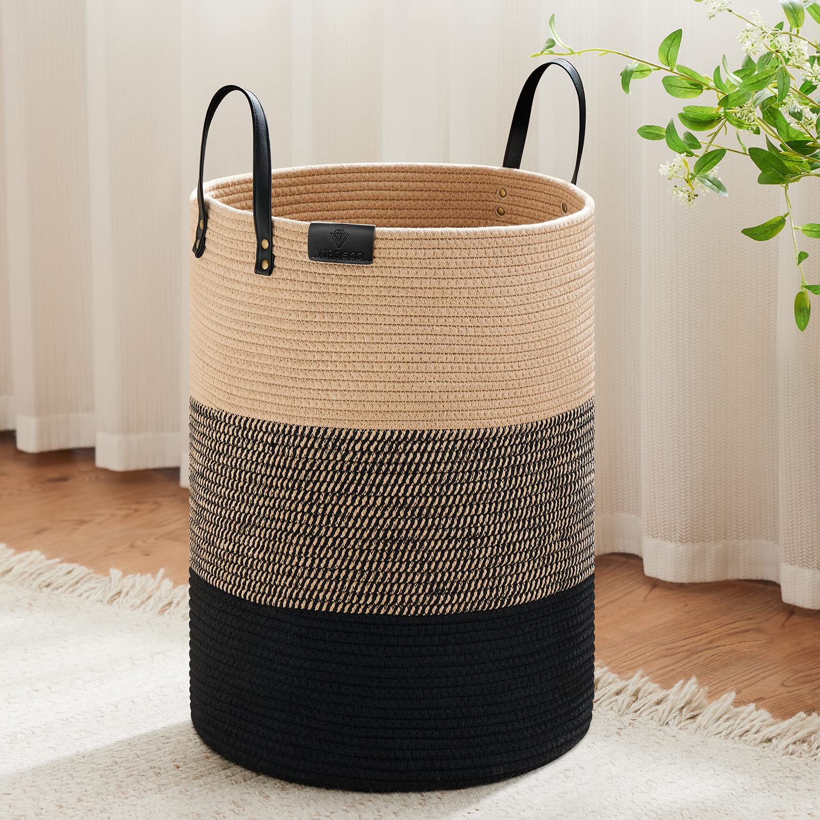 VIPOSCO tall laundry basket 72L for spacious family laundry organization