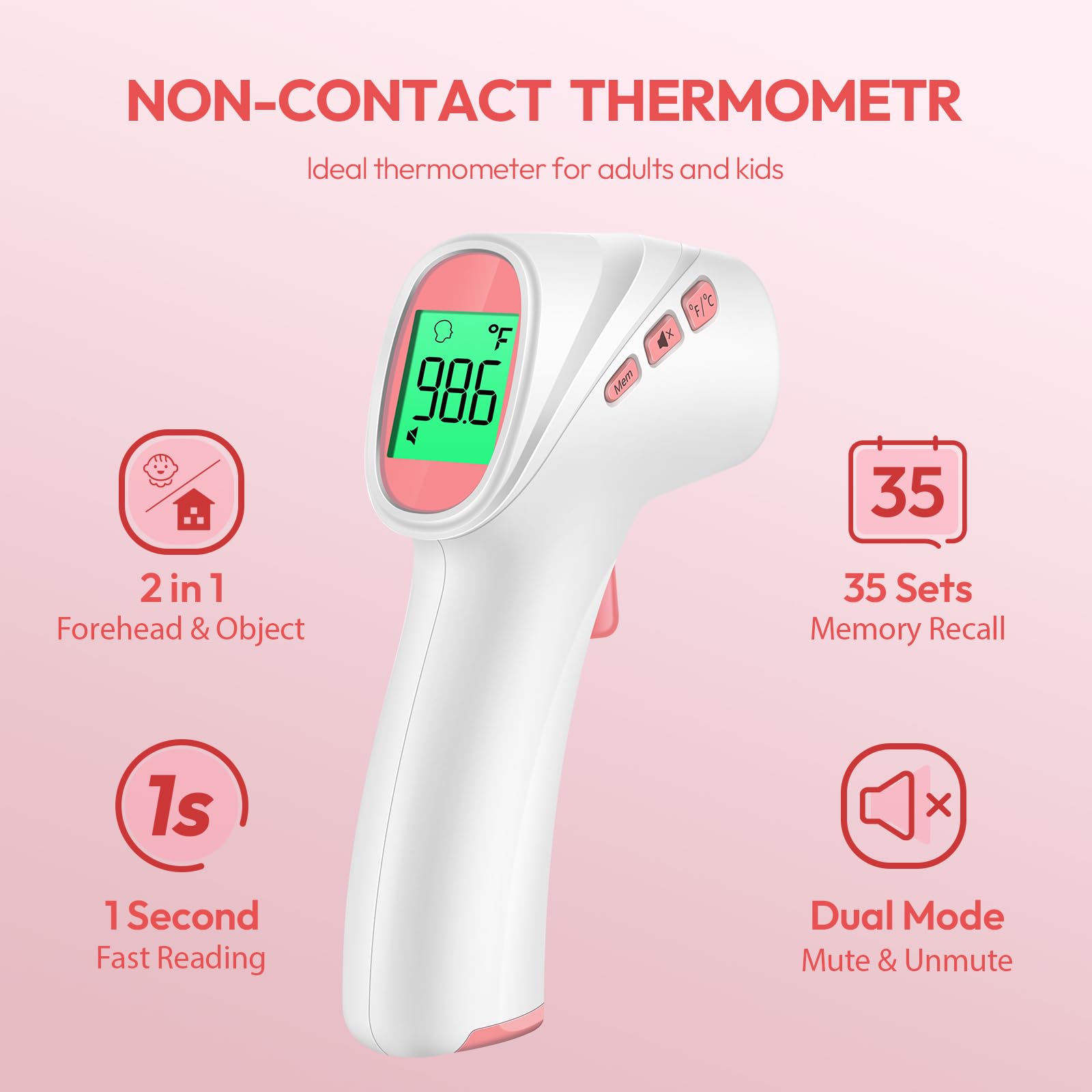 Viproud thermometer with LCD backlight for easy visibility in any room.