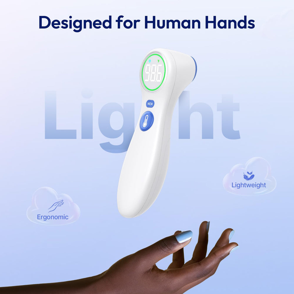 Viproud no-touch thermometer ships with batteries included for immediate use.