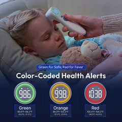 Viproud no-touch thermometer with color-ring alerts for easy fever assessment.