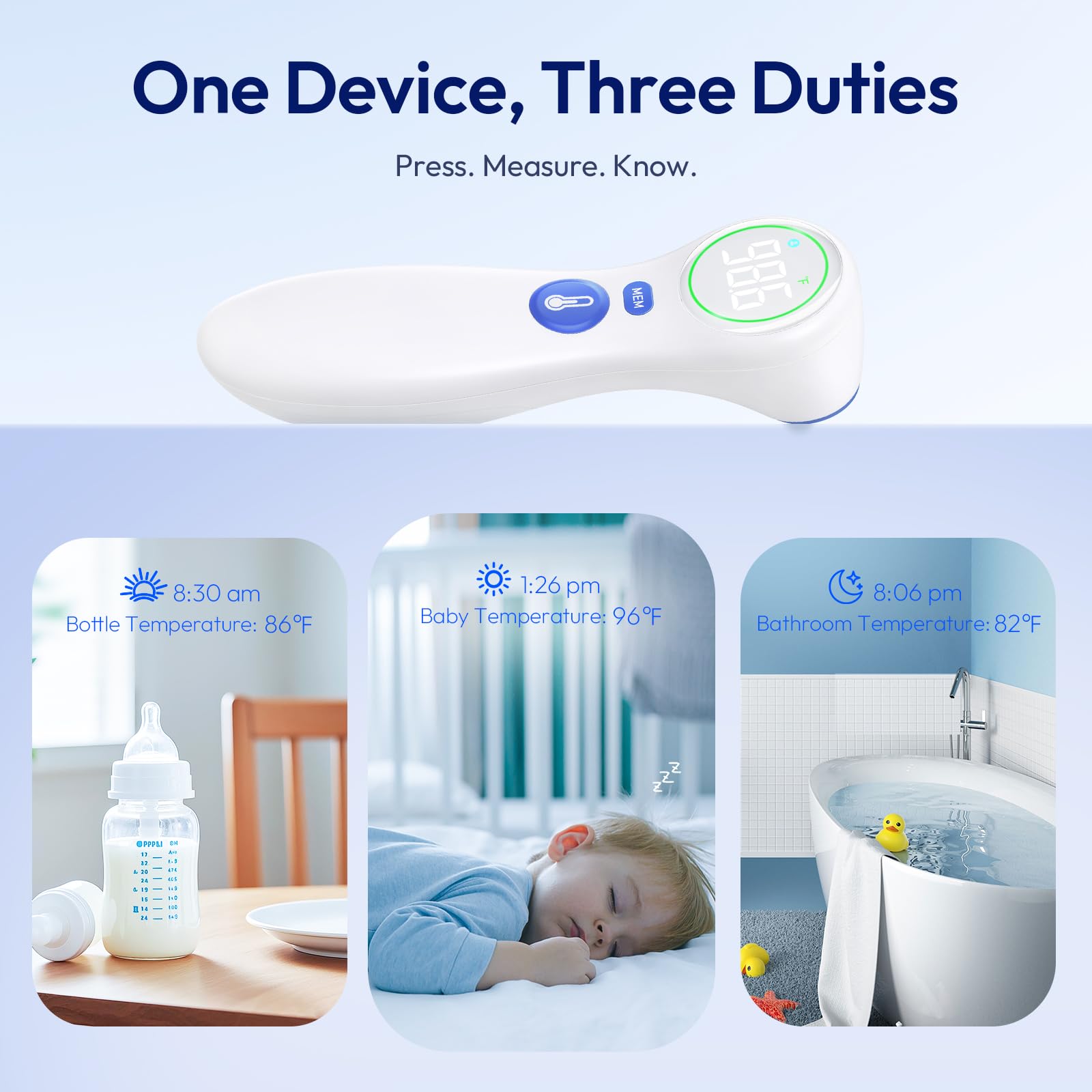 Viproud no-touch thermometer in a compact travel-friendly design for on-the-go use.