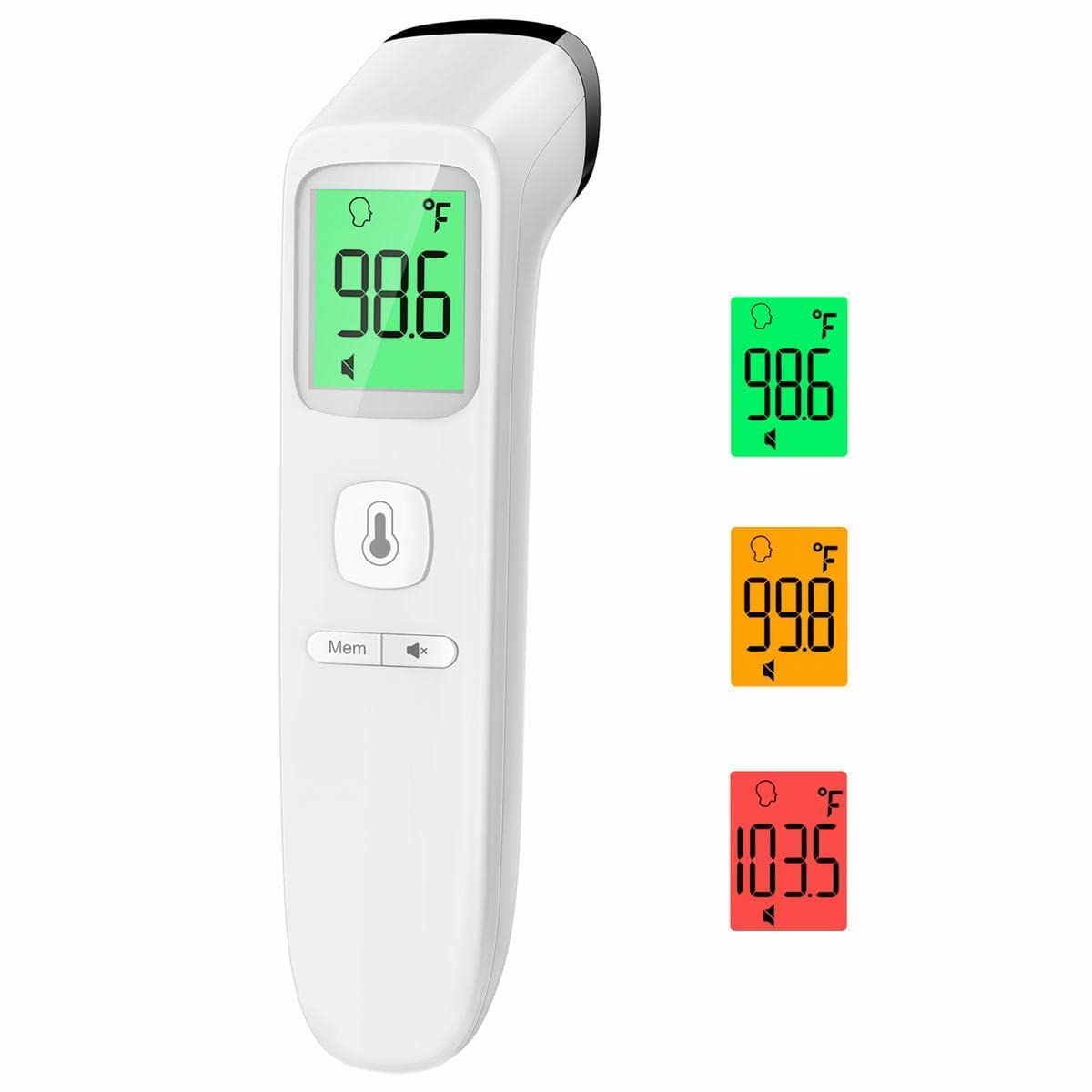 Viproud no-touch thermometer showing forehead reading for quick family checks