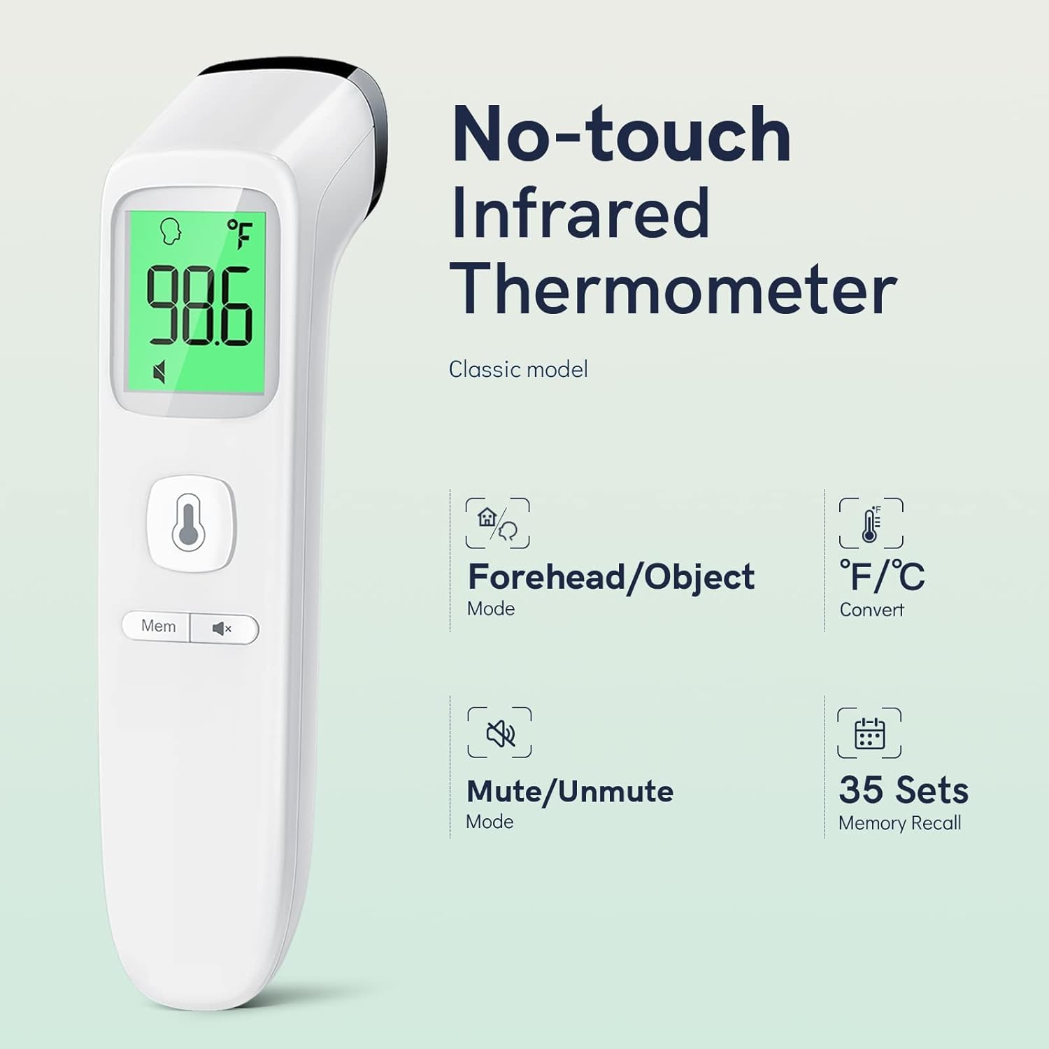 Viproud thermometer in object mode measuring surface temperature