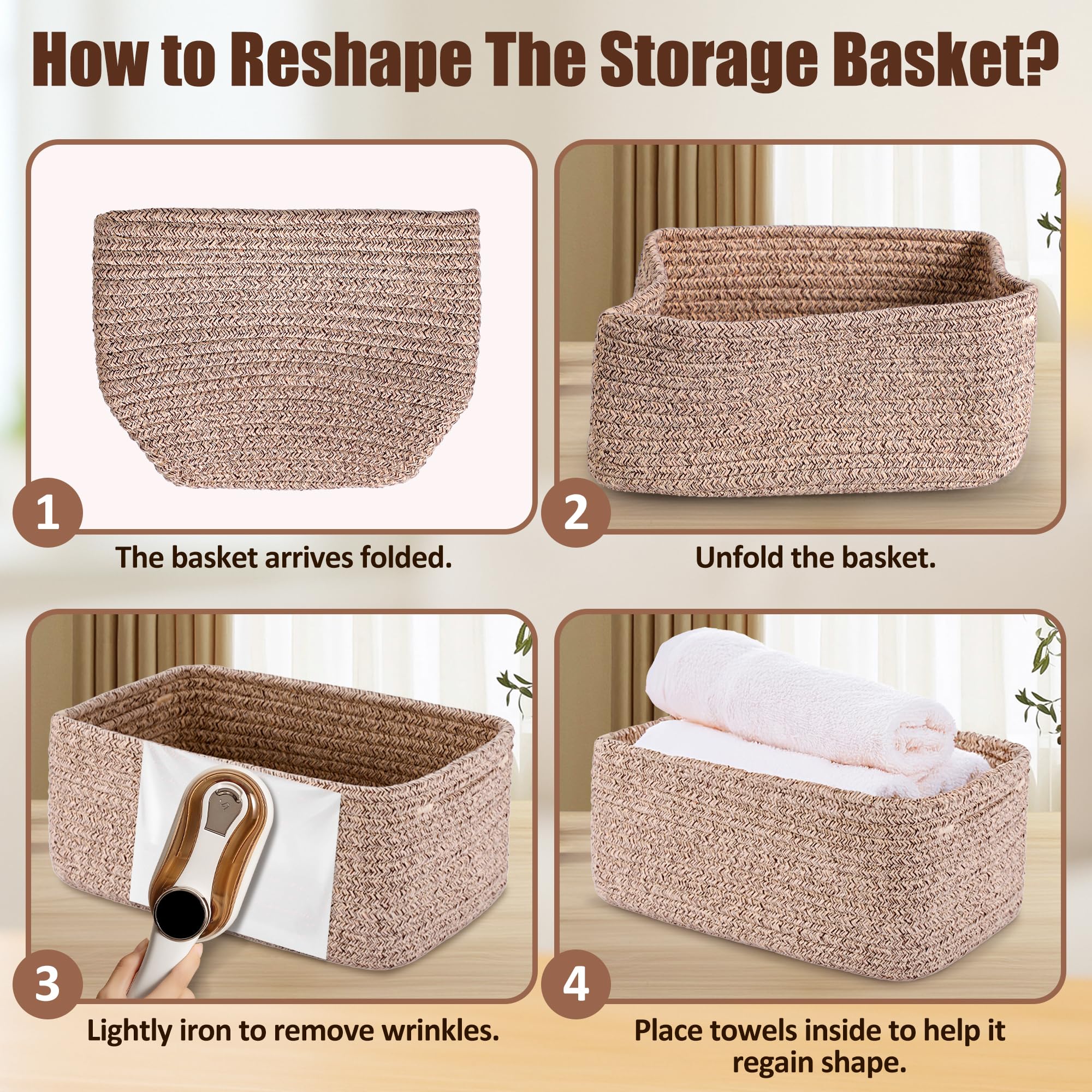 VIRETH HAUS cream woven basket enhances decor while keeping items organized.