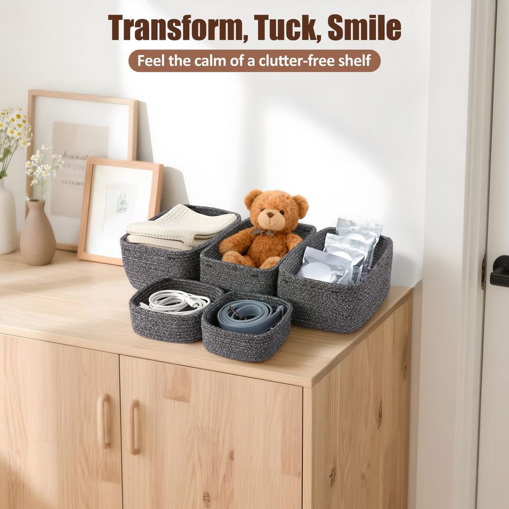 VIRETH HAUS decorative bin on bookshelf for toys and quick access.