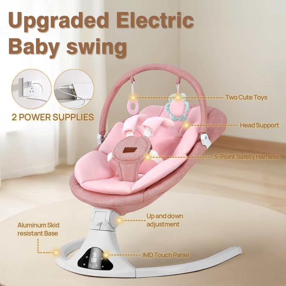 Viriwebaby baby swing with 5-speed settings for customizable comfort.