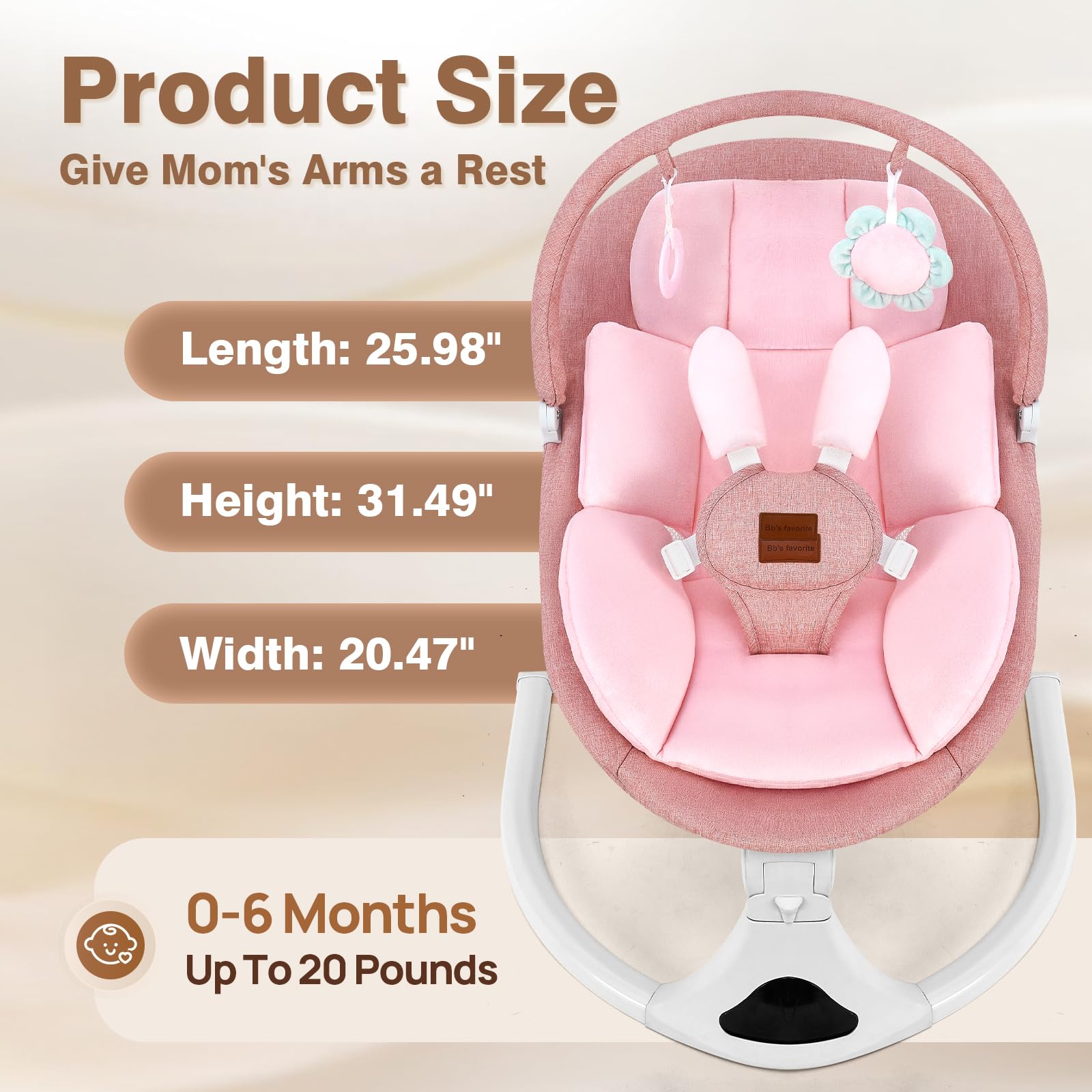 Viriwebaby pink indoor-outdoor swing fits indoors and outdoors.