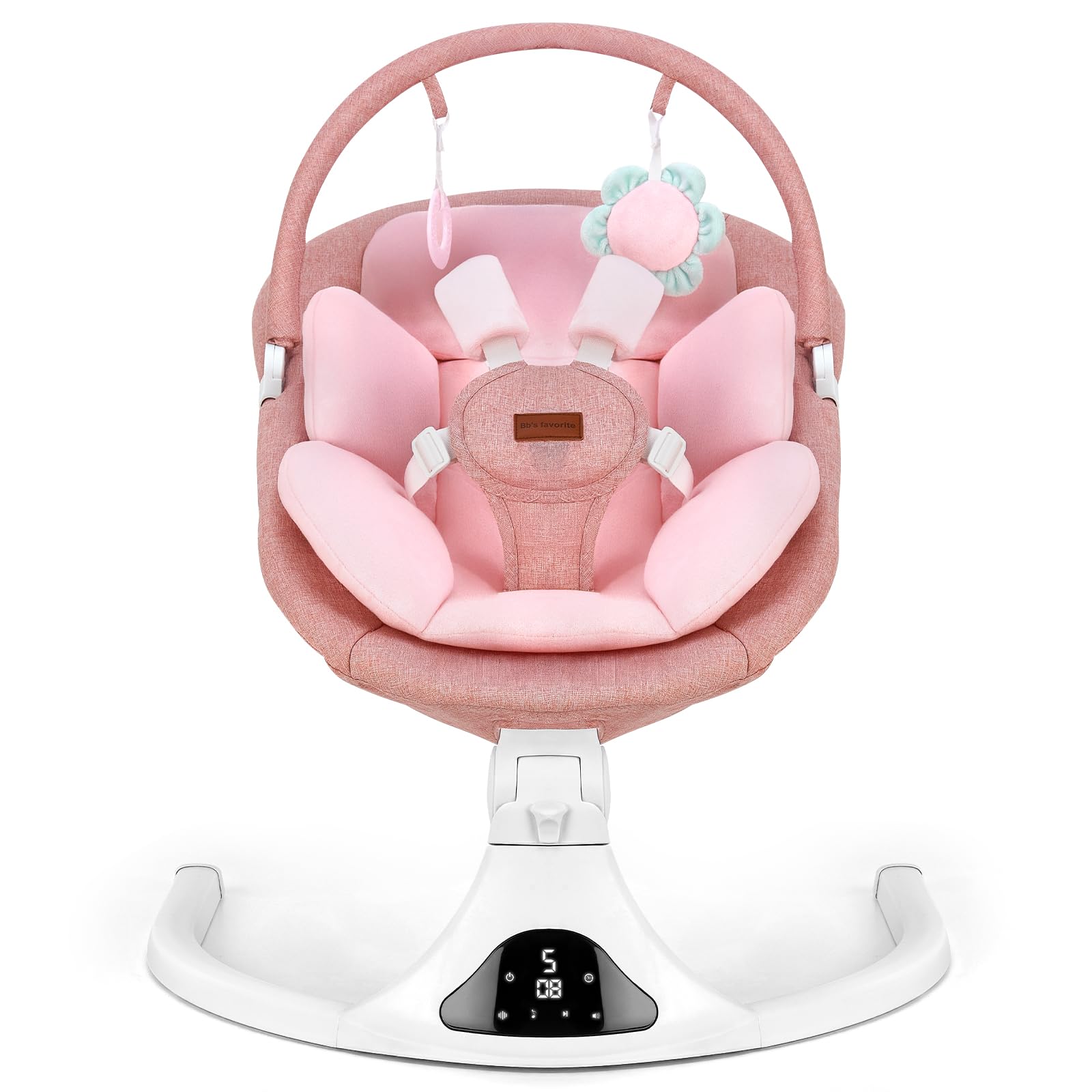Viriwebaby baby swing with remote control for convenient soothing motions.