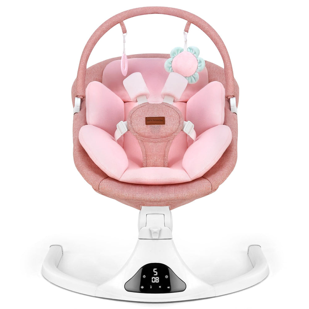 Viriwebaby baby swing with remote control for convenient soothing motions.