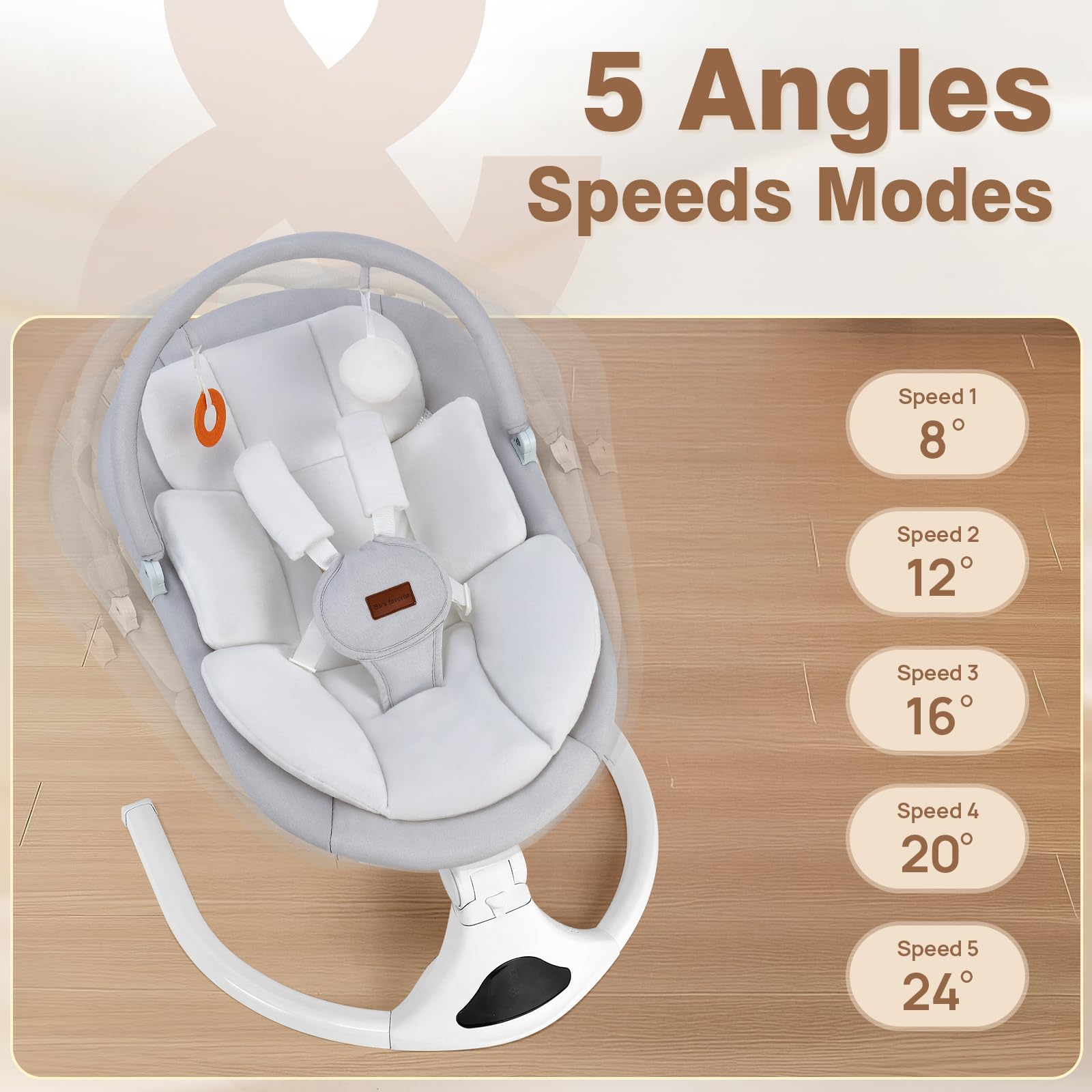 Viriwebaby swing featuring a 5-point harness for secure seating.