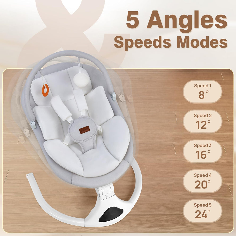 Viriwebaby swing featuring a 5-point harness for secure seating.