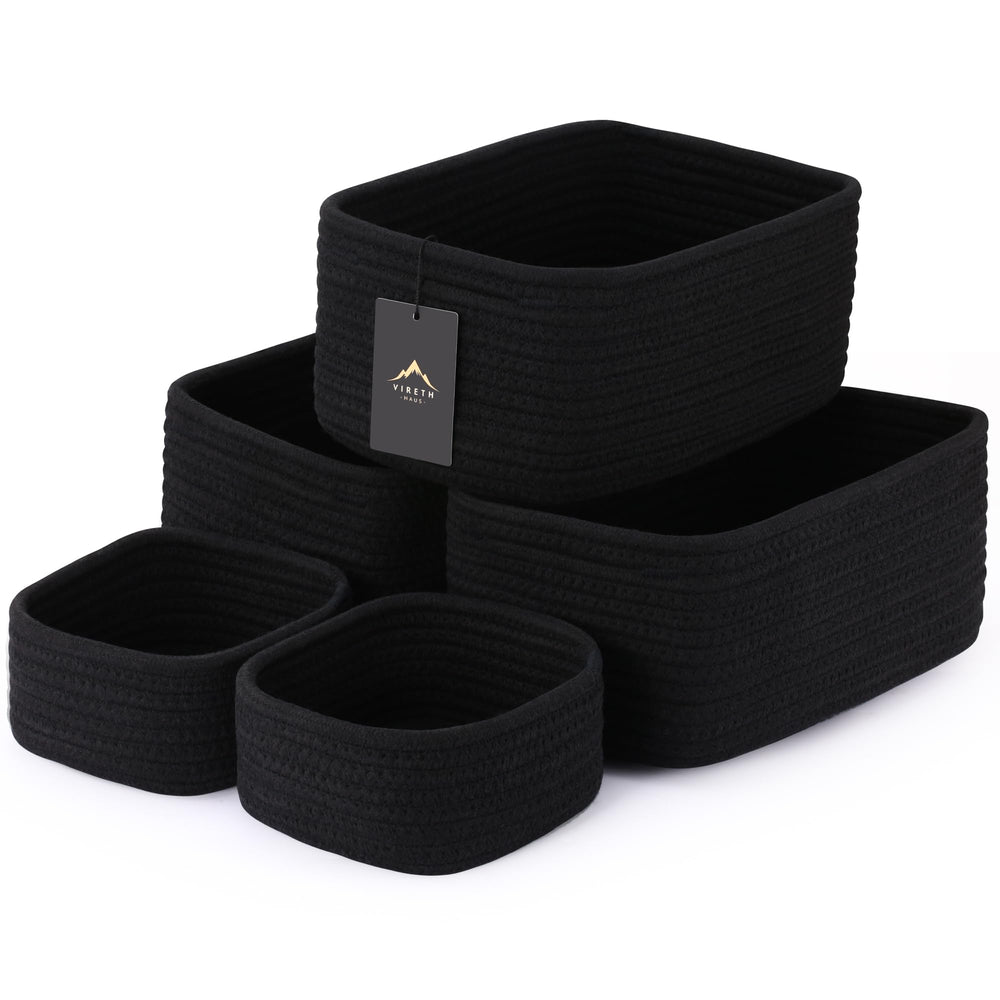 VIRETH HAUS cream basket on shelf for tidy storage and soft-touch organization.