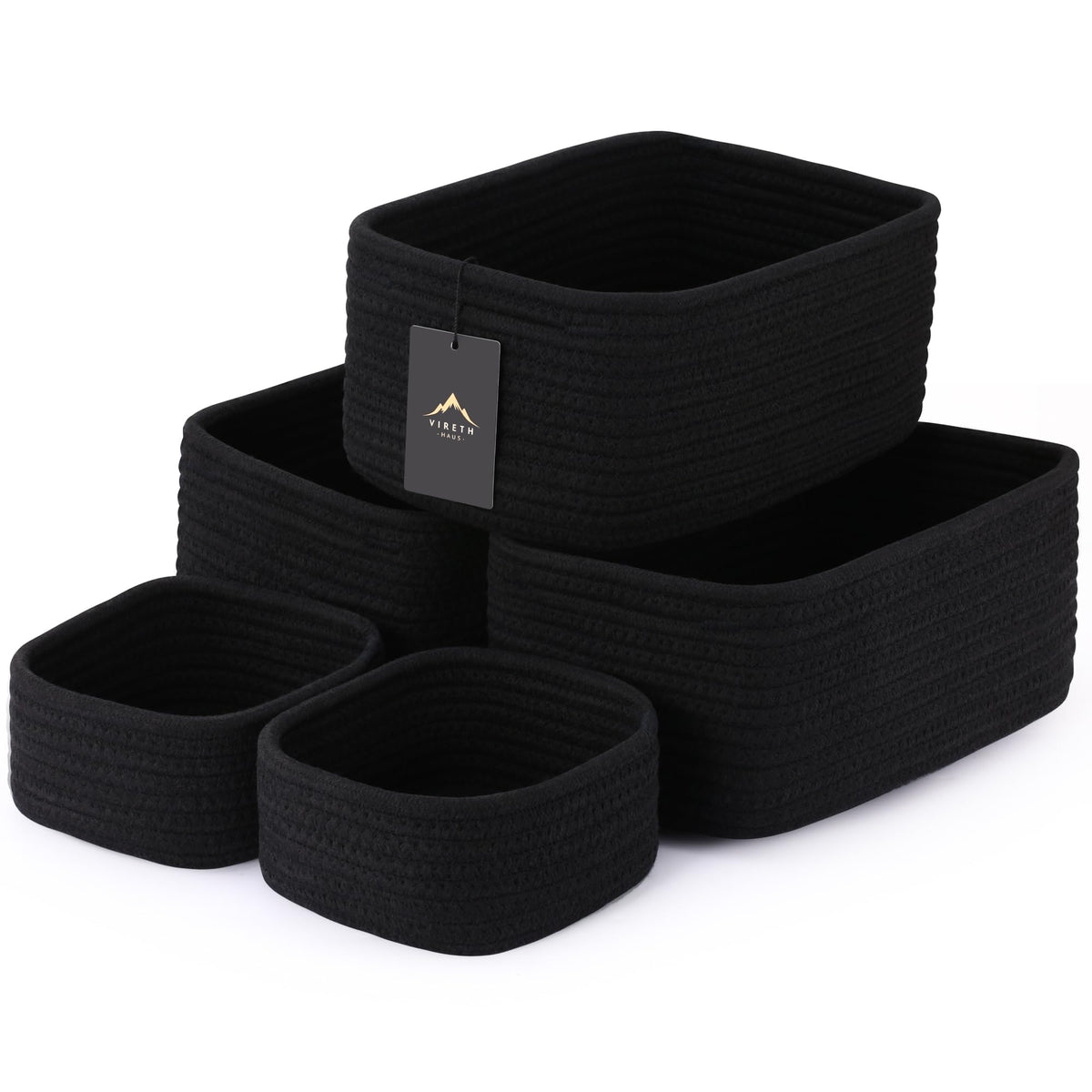 VIRETH HAUS cream basket on shelf for tidy storage and soft-touch organization.