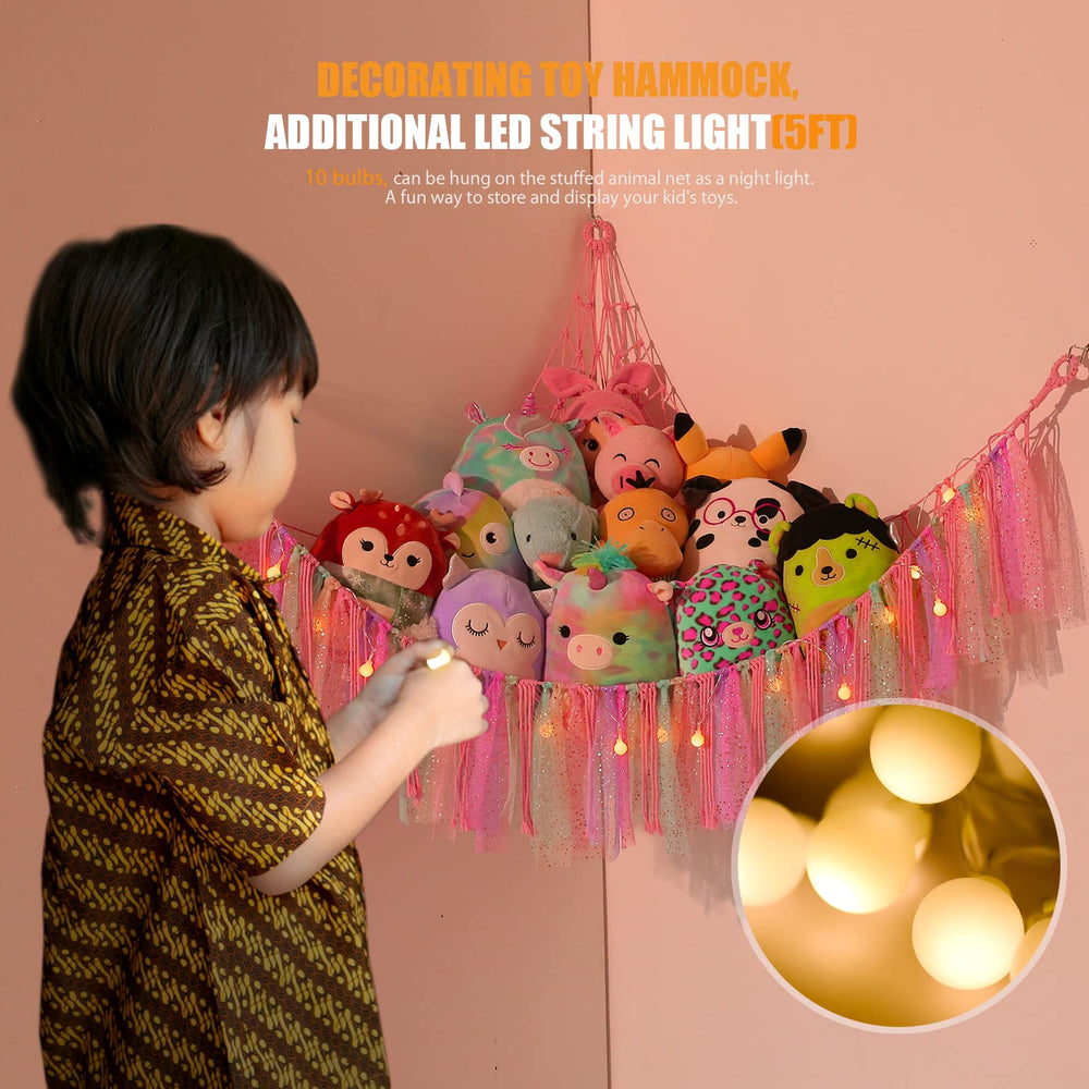 VISATOR corner hanging net for stuffed animals saves space and tidies a room
