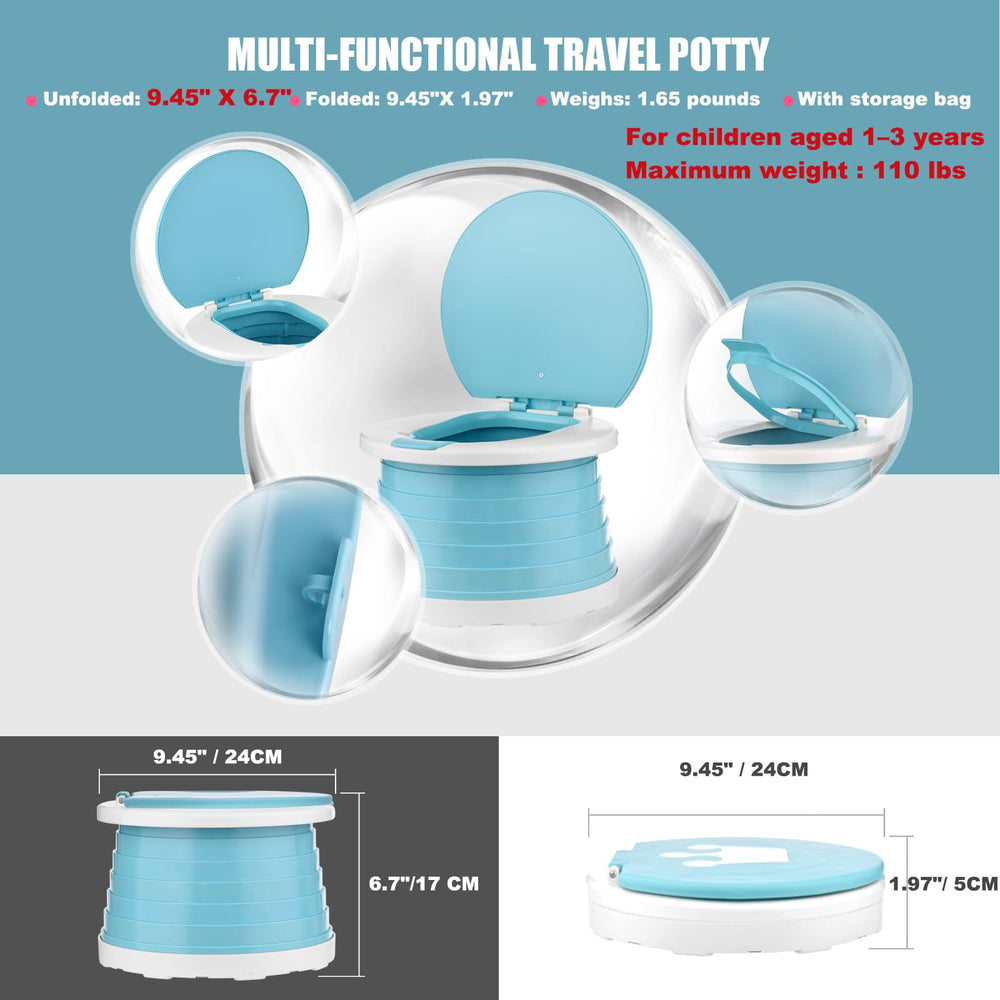 Visator portable potty unfolded with secure seat for quick toddler use.