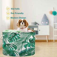 Visesunny cotton rope laundry bin with sturdy handles for easy transport.