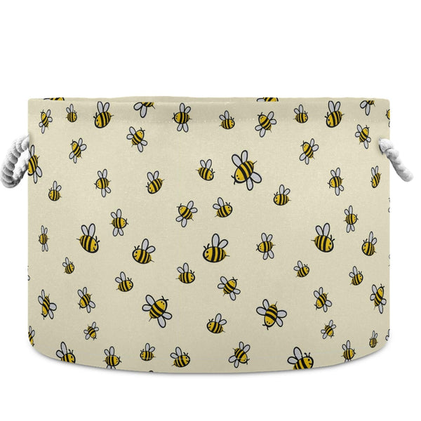 Visesunny bee pattern basket helps nursery plush toys stay organized